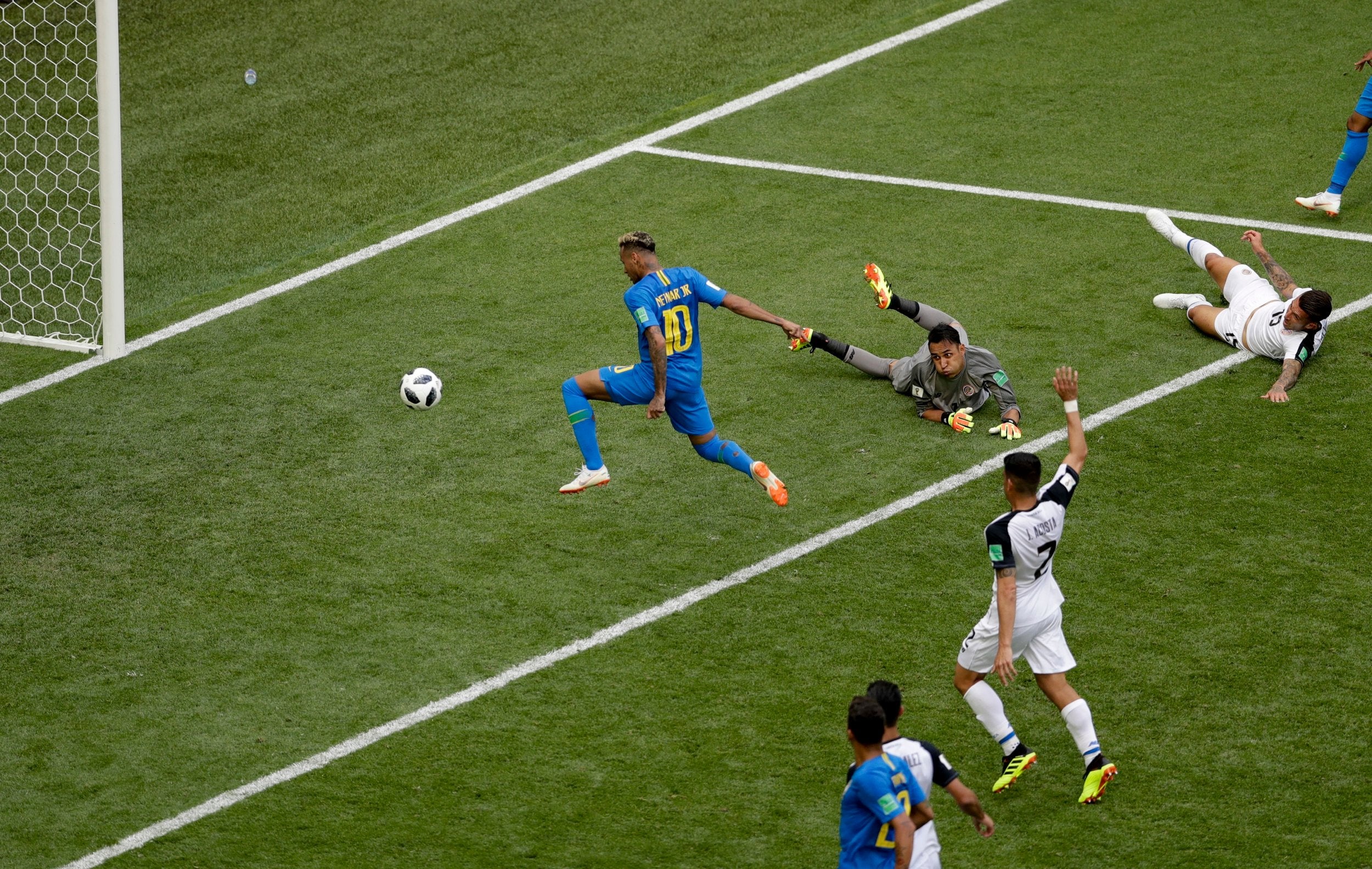 Brazil’s Neymar scores his side’s second goal