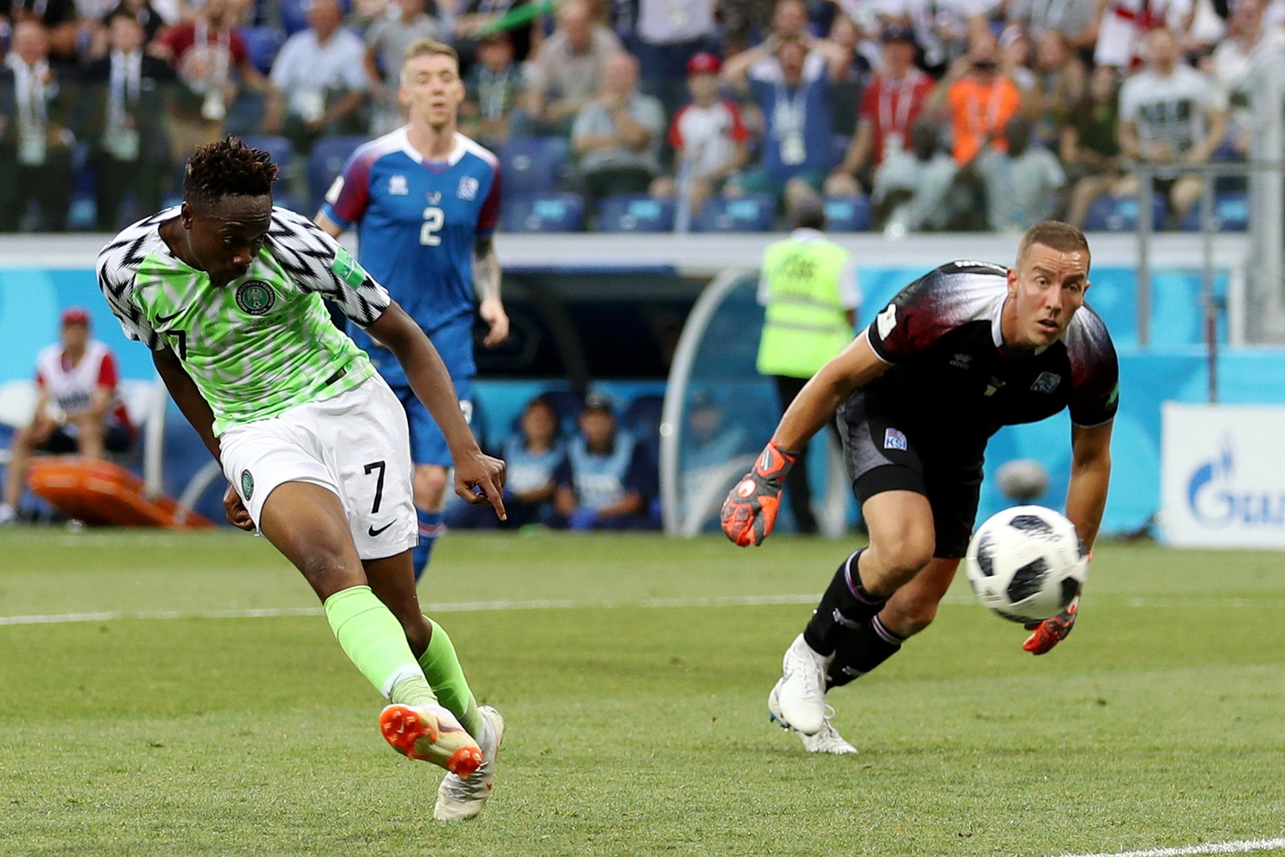 Ahmed Musa scores Nigeria's second goal against Iceland