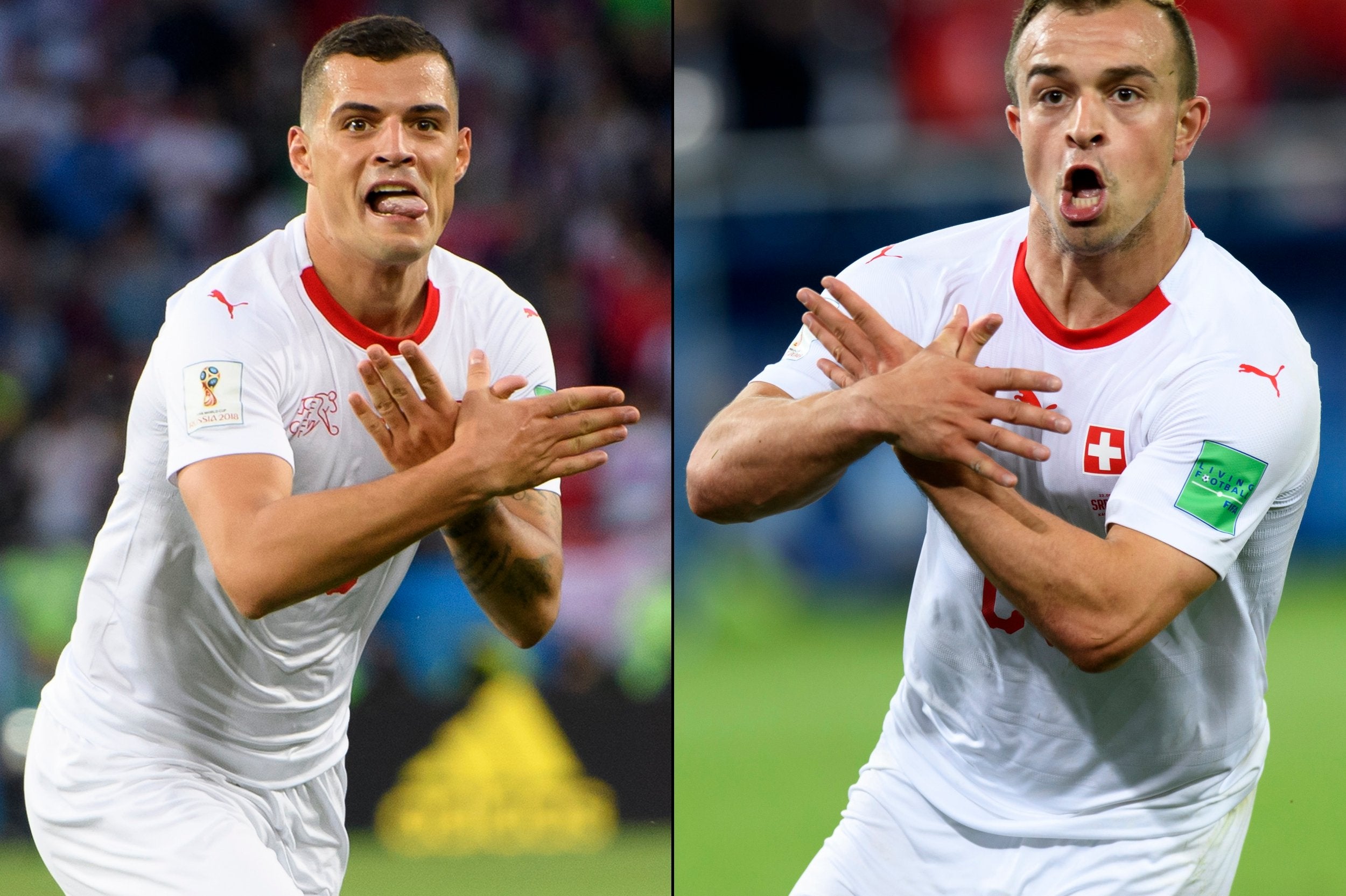 Xhaka and Shaqiri appear to immtate eagle on Albanian flag