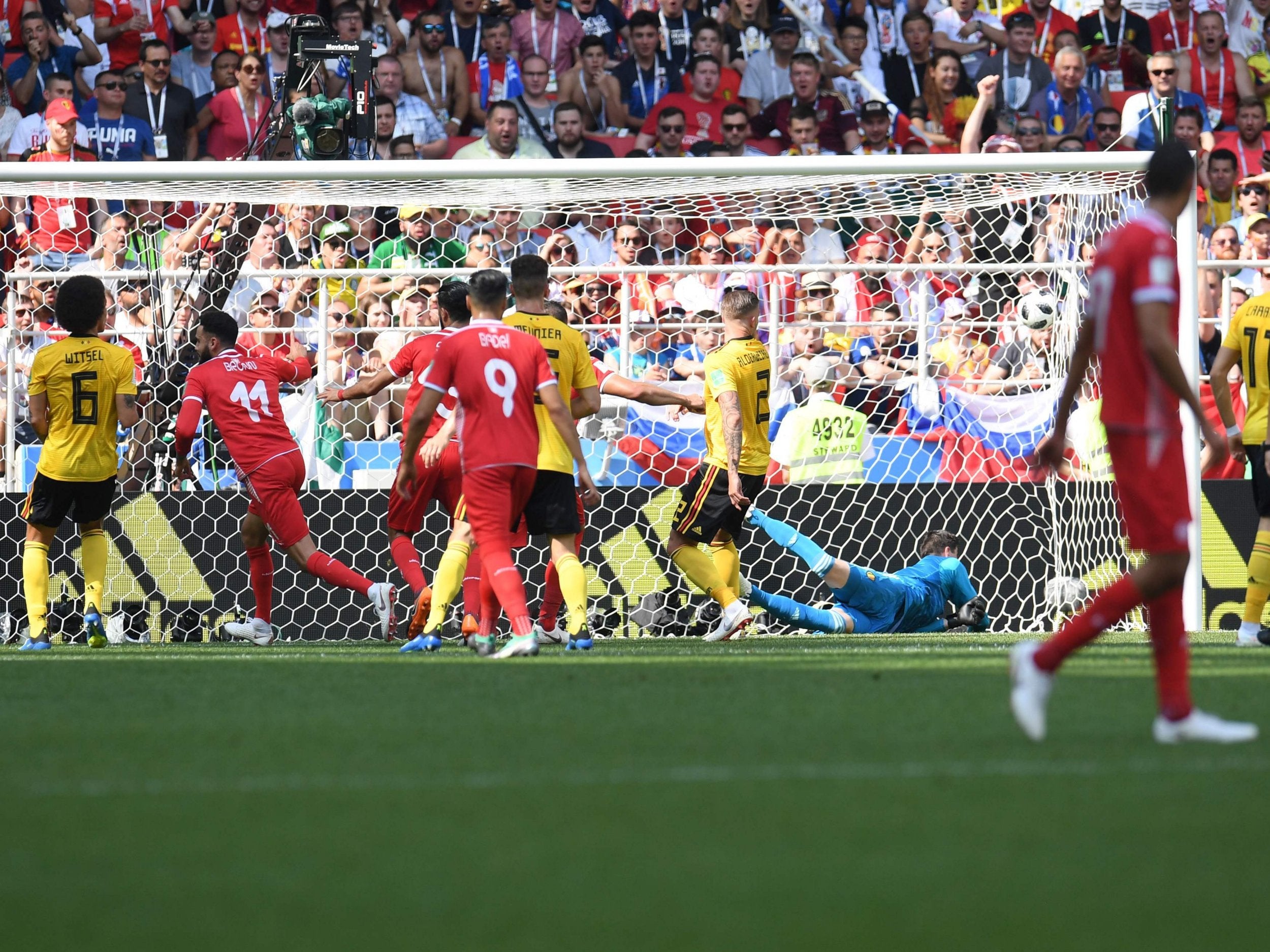 Tunisia were able to breach the Belgian defence with a set-piece