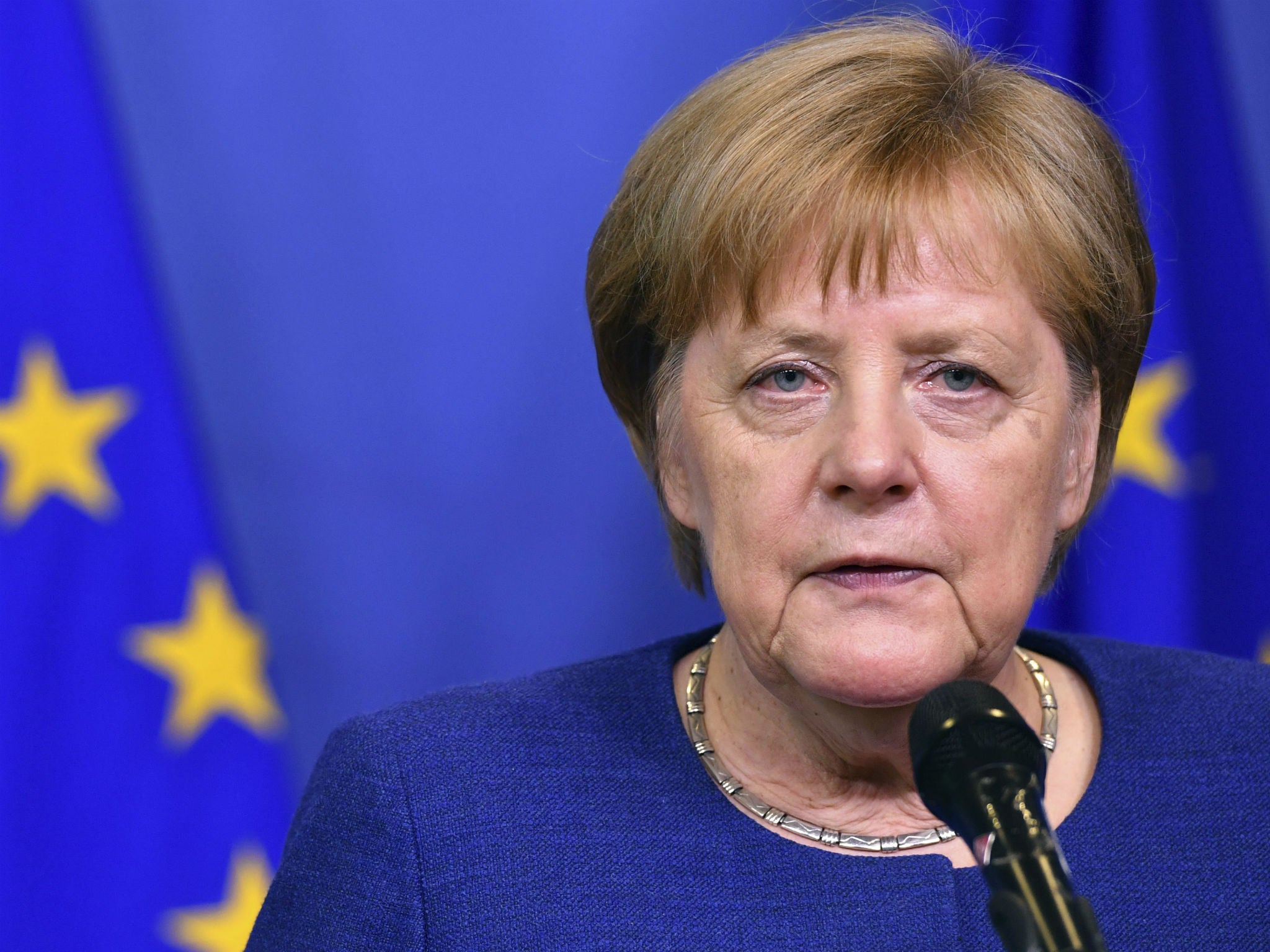 Angela Merkel speaks with the media at the conclusion of an informal EU summit on migratio