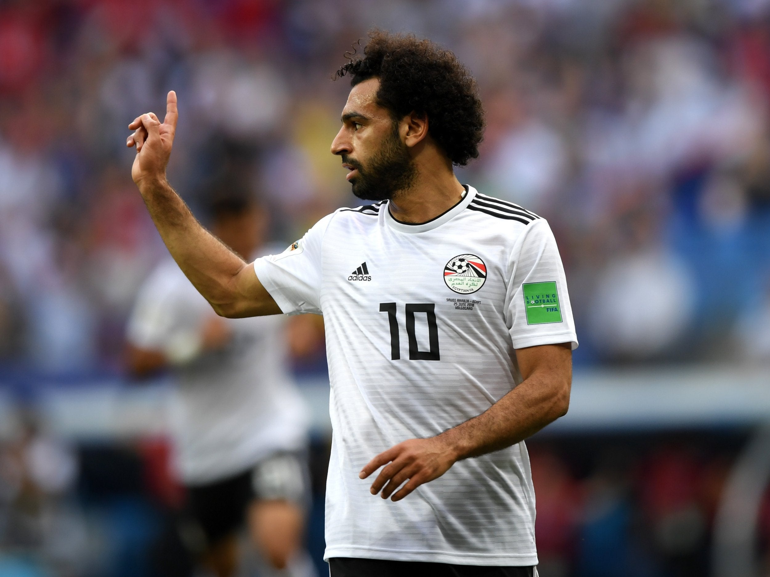 Mohamed Salah of Egypt celebrates after scoring his sides opening goal