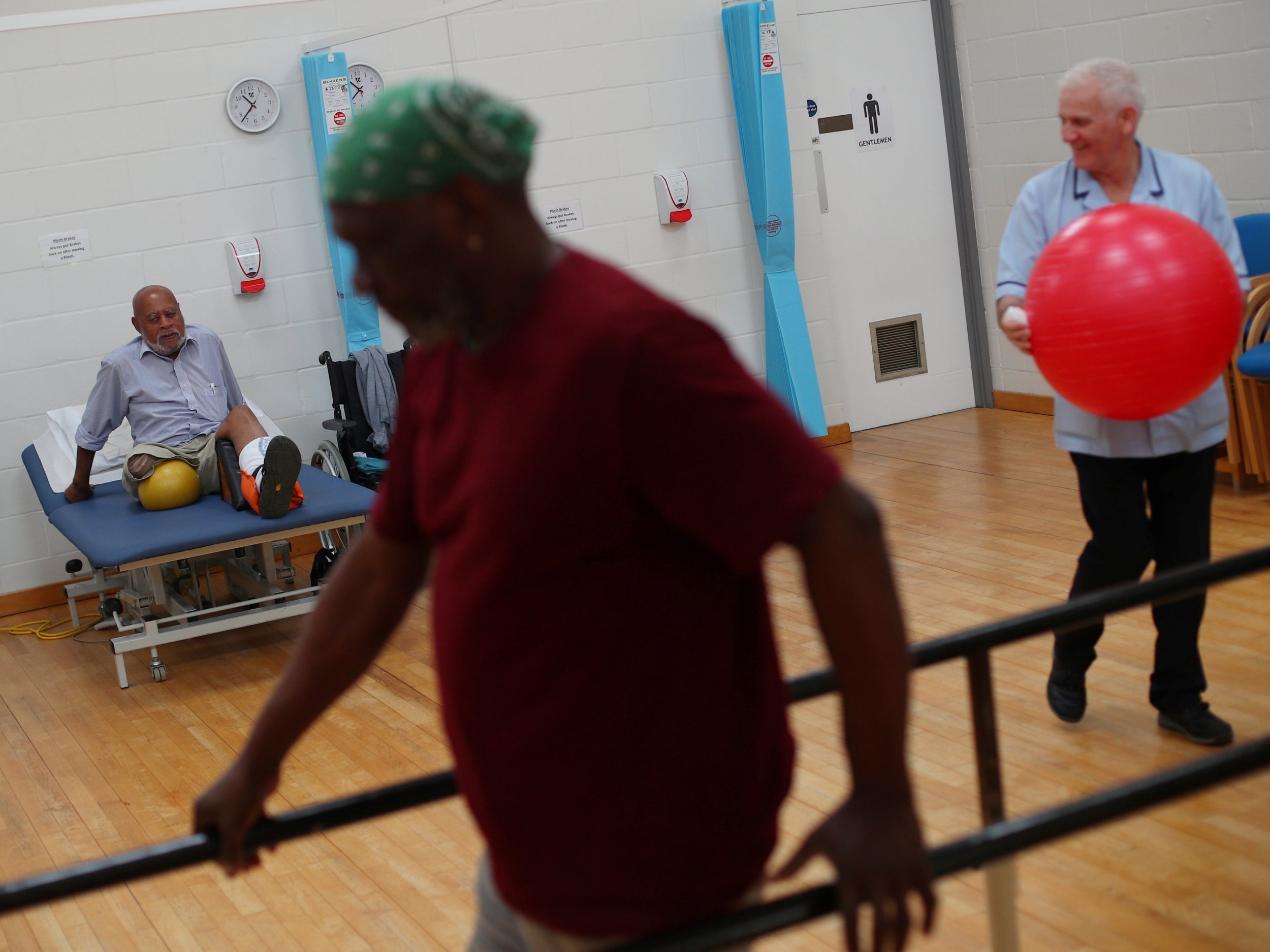 In the physiotherapy department, amputees take a class (Reuters)