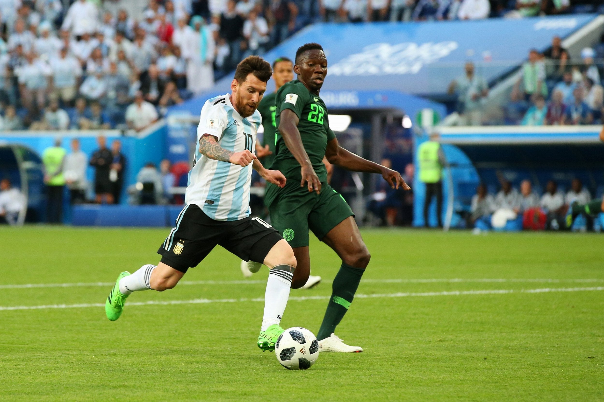 Lionel Messi en route to Argentina’s opening goal