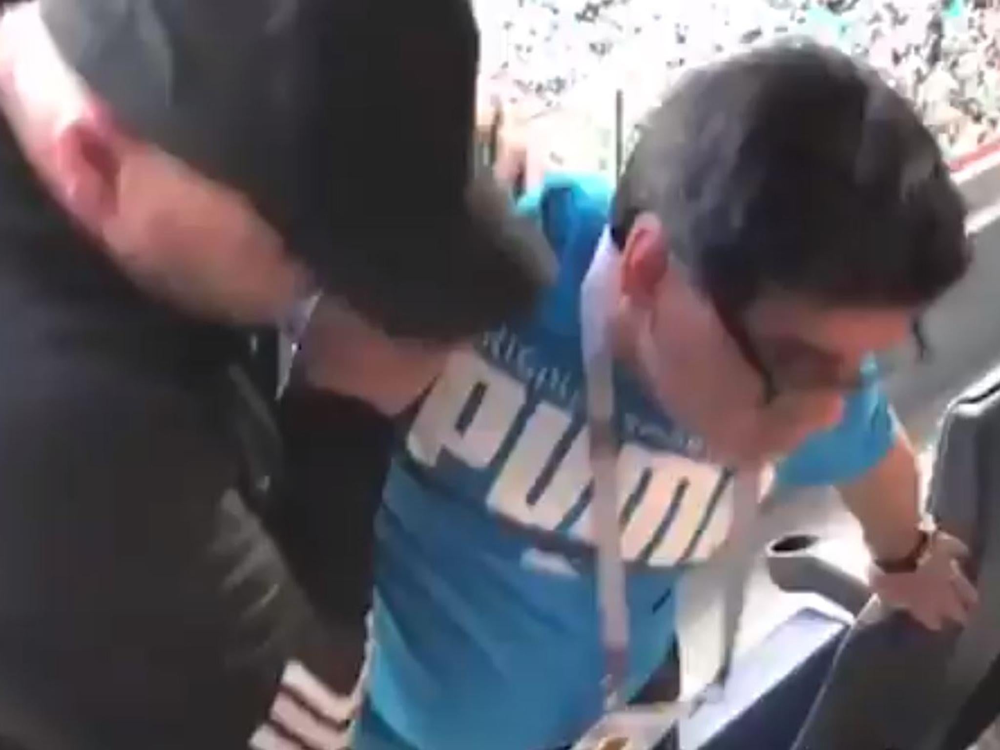 Diego Maradona had to be helped from his seat after Argentina's victory over Nigeria