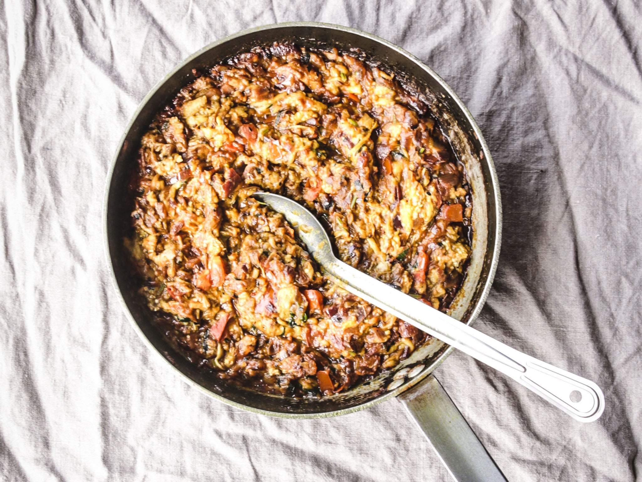 Roasting aubergines on a gas burner is the trick to Gill's Baingan Bartha recipe, using this technique promises a dish rich in flavour