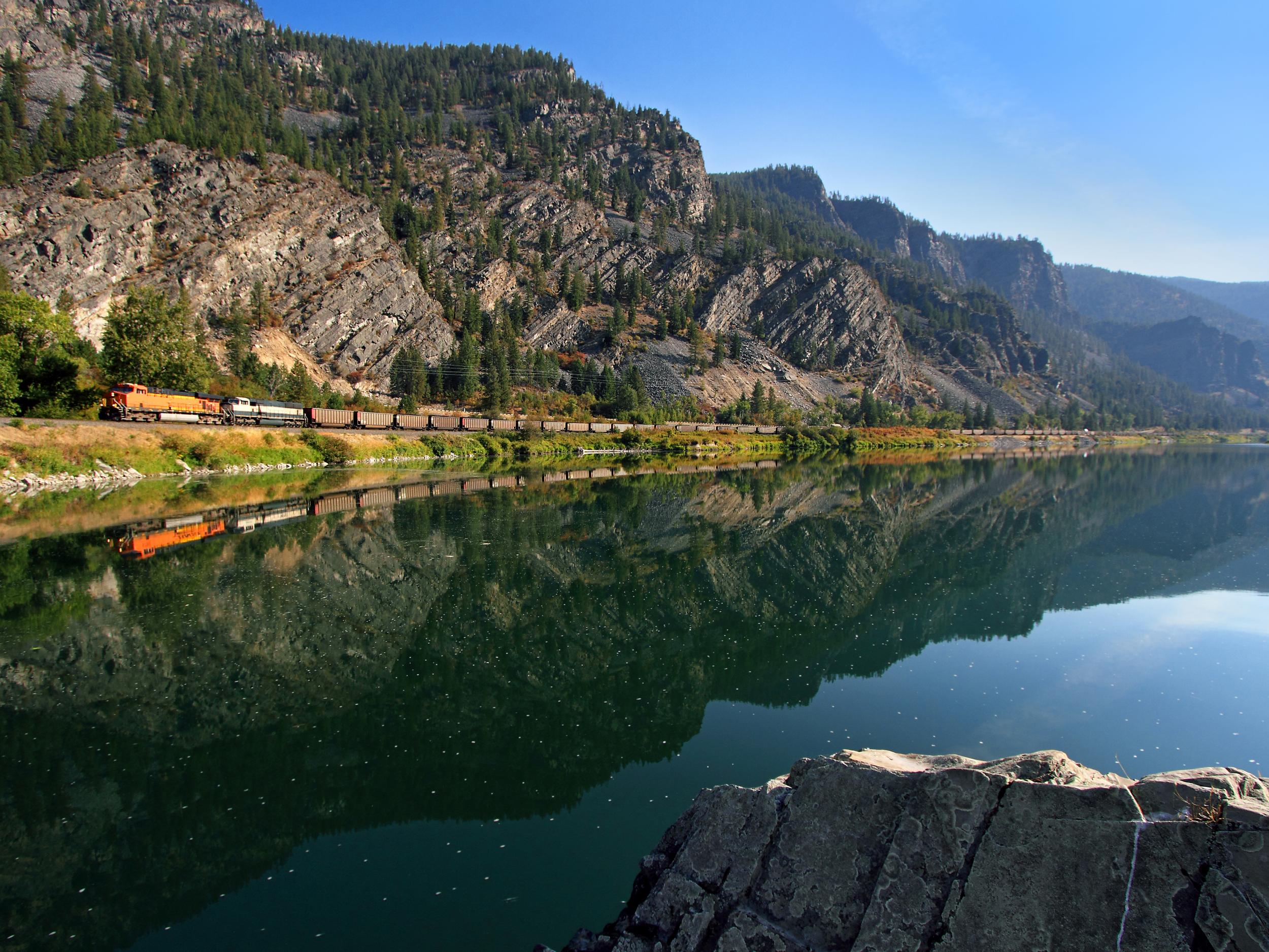 Silver Bow Creek flows into the Clark Fork River, above, and on to the Columbia River (Getty)