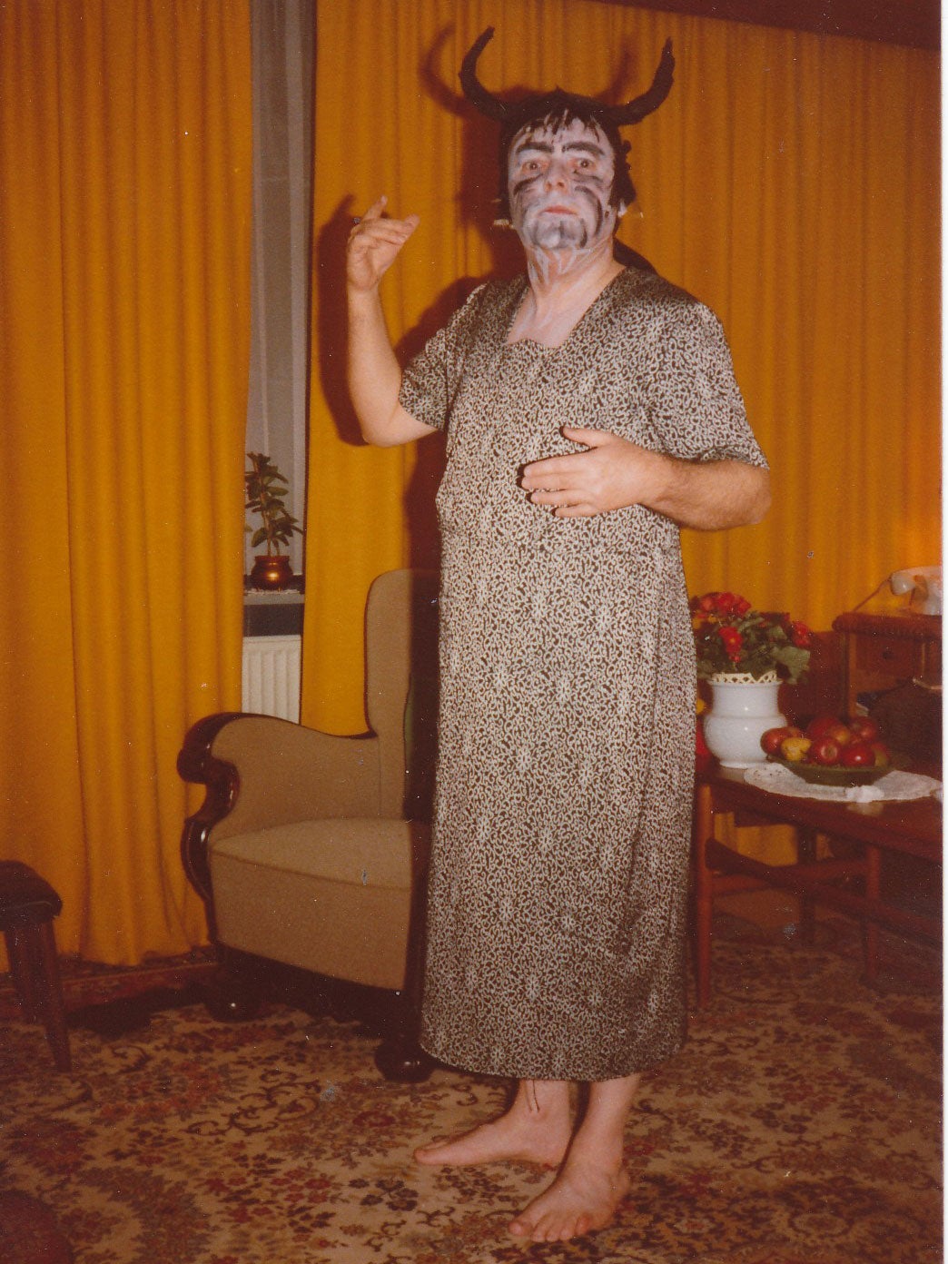 Langkow posing as ‘the high priestess Alice Mandragora’ in a 1977 photo sent to unsuspecting staff at Køge Museum