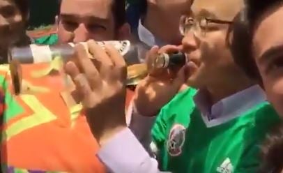 Hundreds of Mexican football fans rejoiced outside the South Korean embassy in Mexico City