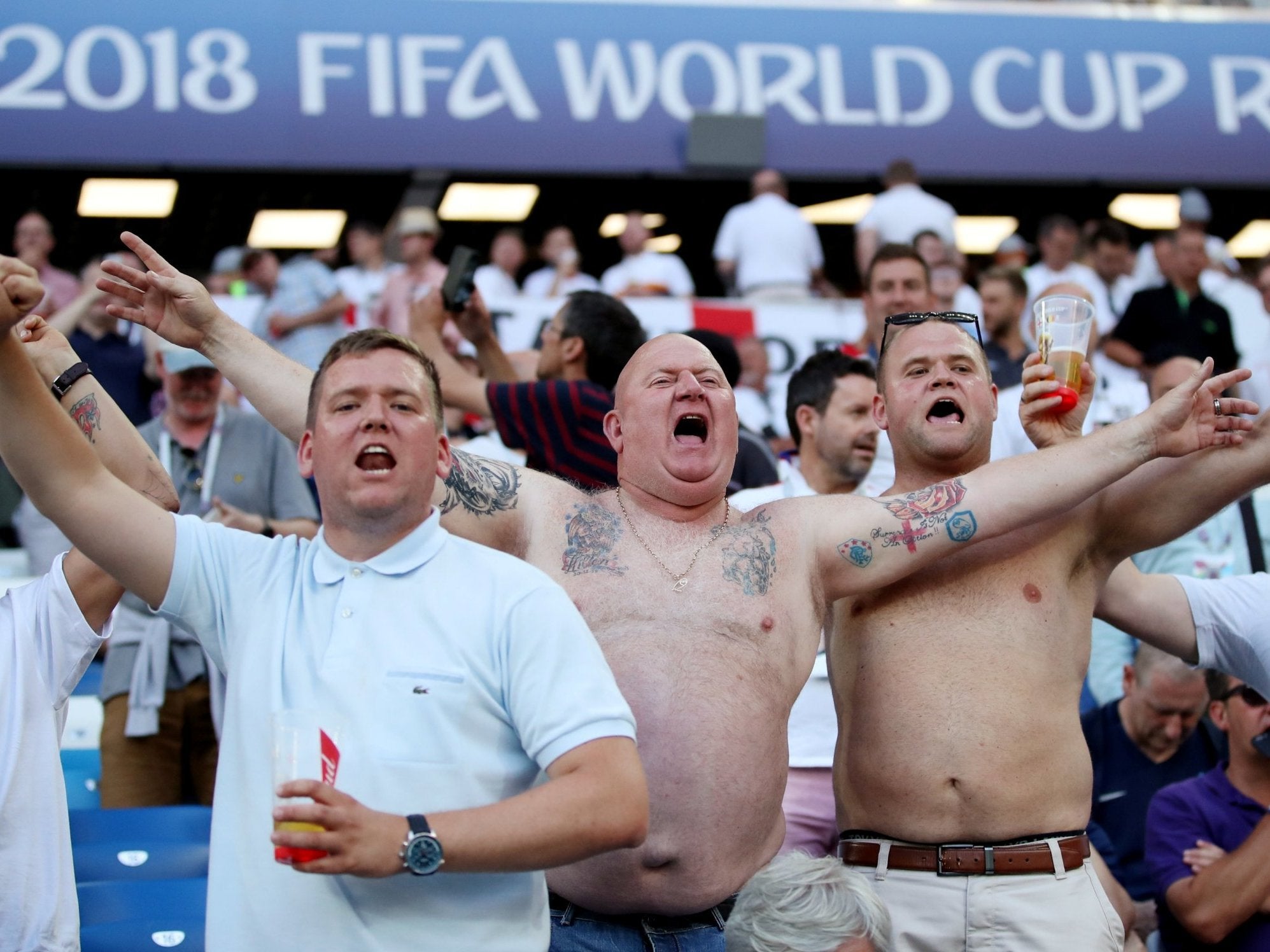 England fans inside the stadium before the match