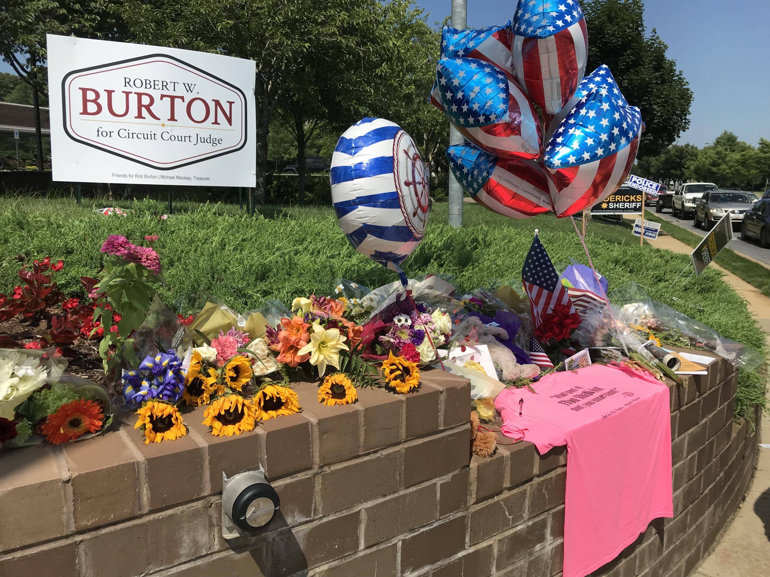 A memorial outside the offices of the Capital Gazette