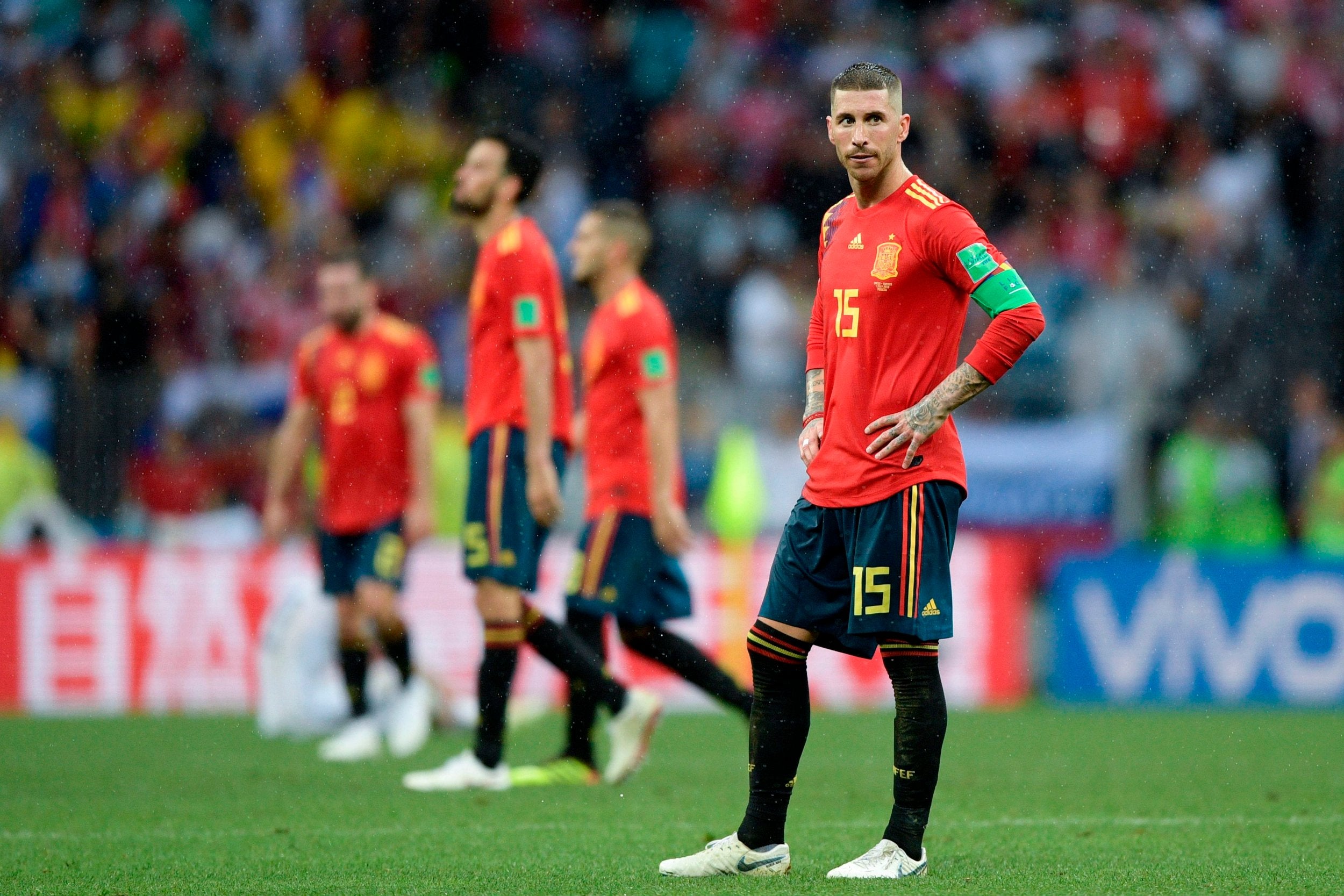 Sergio Ramos watched his side exit on penalties (AFP/Getty)