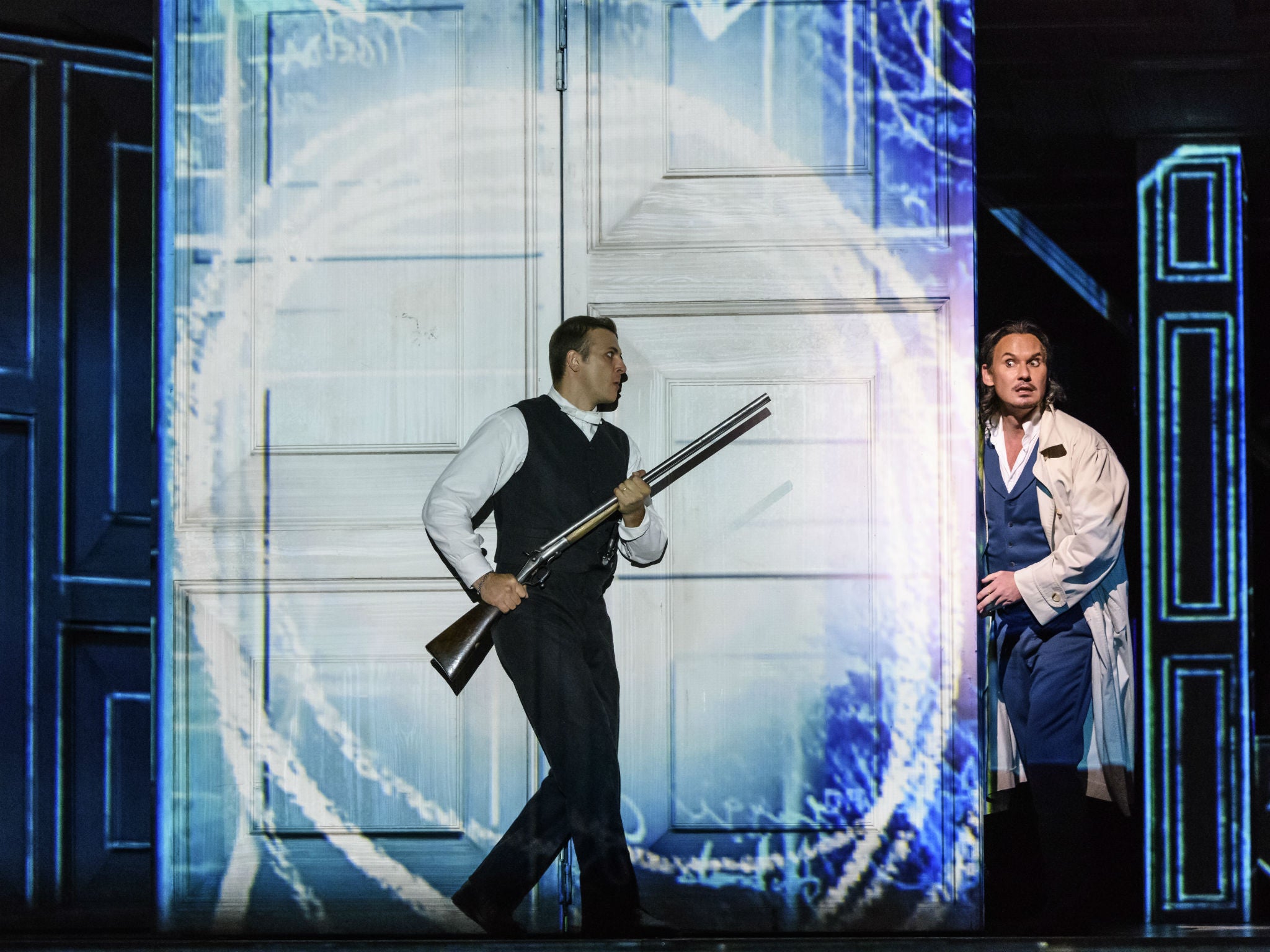 Anatoli Sivko and Mariusz Kwiecien in Kasper Holten’s fine production of Mozart’s opera