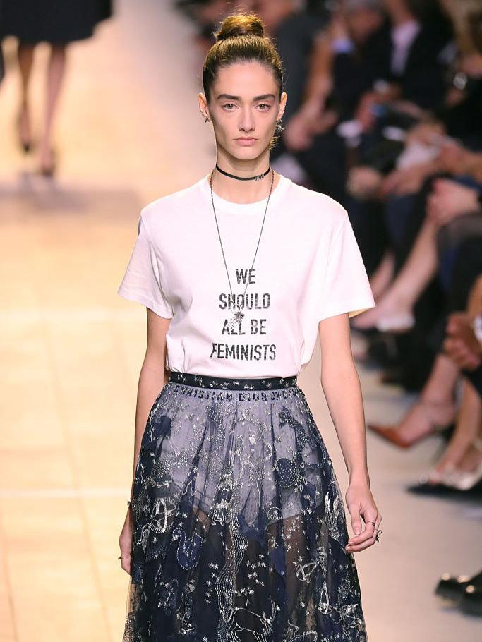 Maria Grazia Chiuri shared her message in the form of slogan T-shirts (Getty)