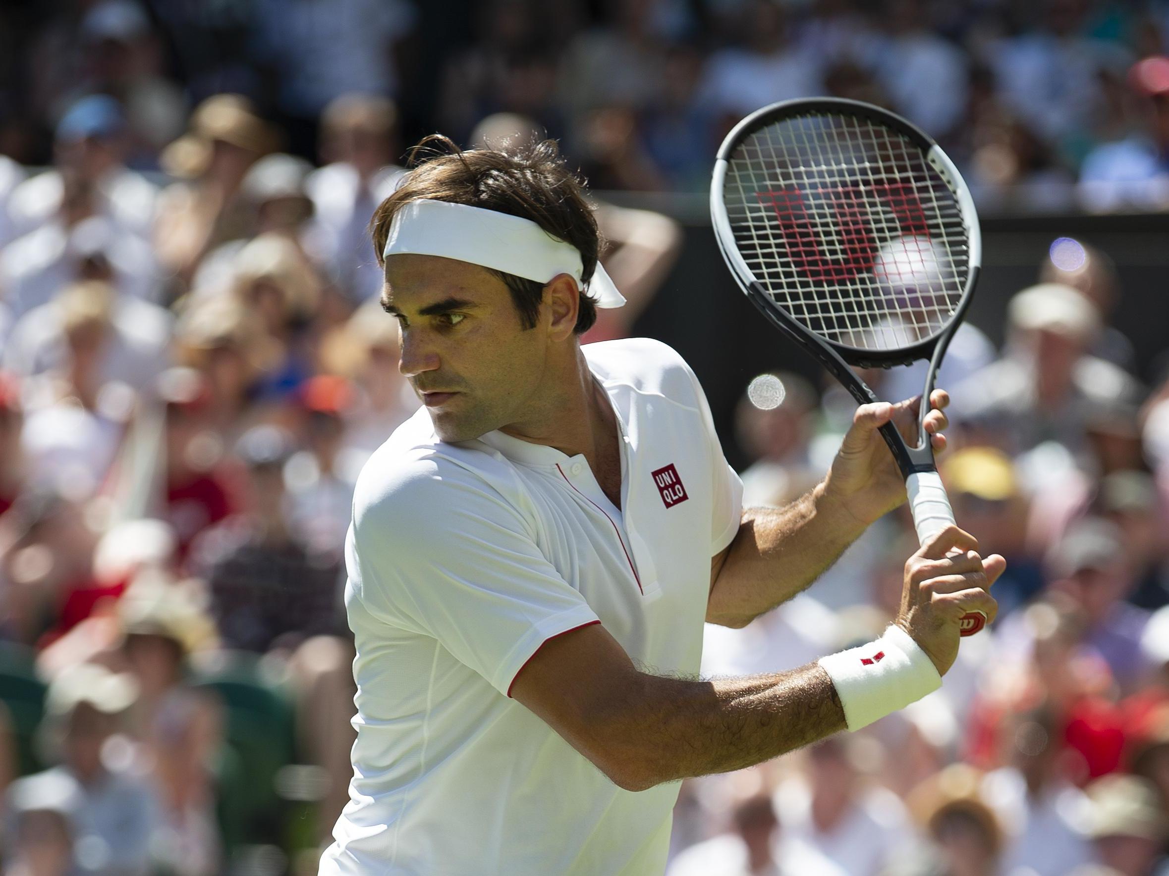 Federer wearing his new Uniqlo kit