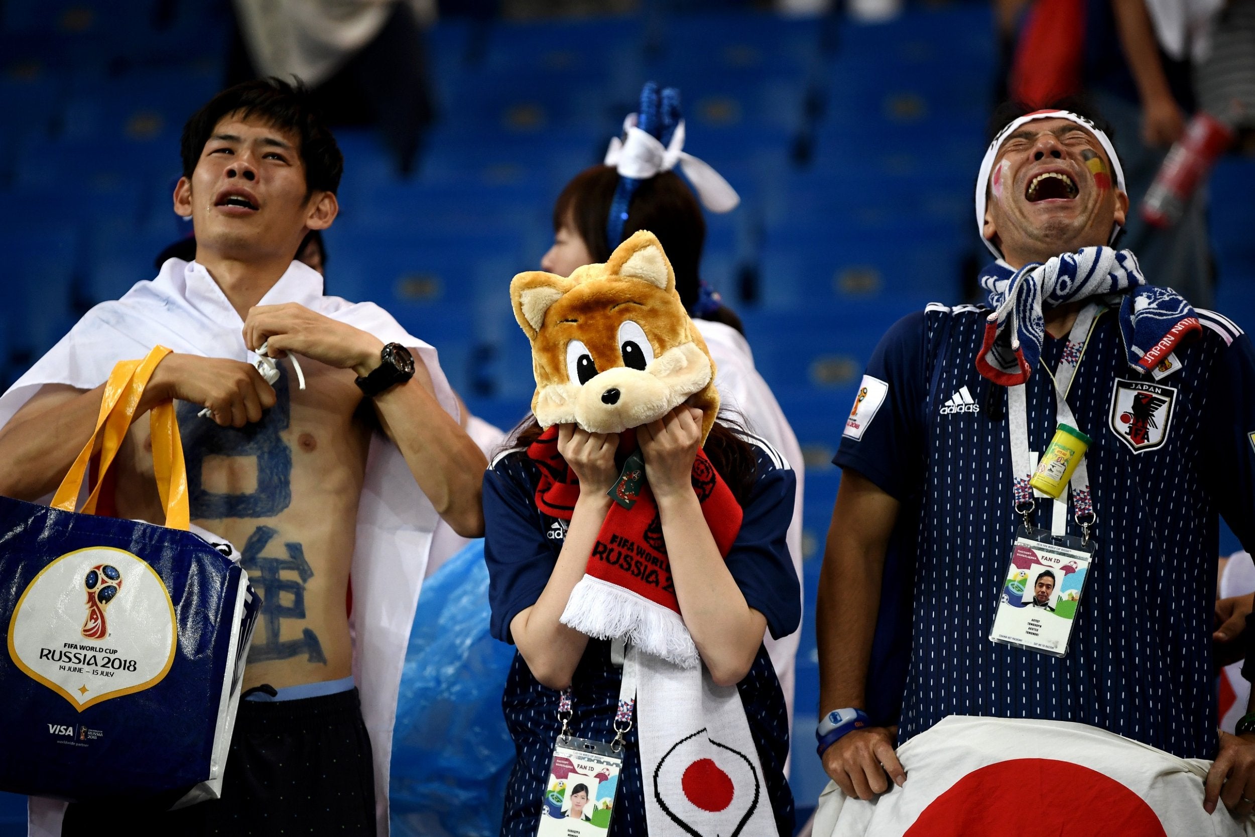 Japan supporters were left in tears at the final whistle following the defeat by Belgium