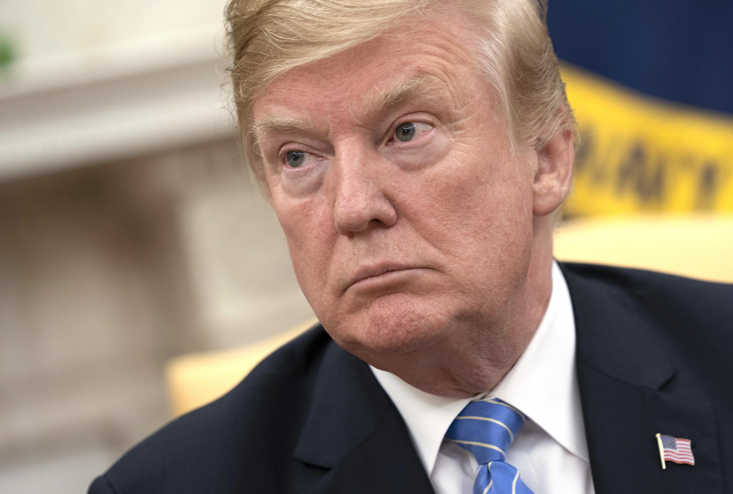 President Donald Trump listens during a meeting with Mark Rutte, Netherland's prime minister, at the White House