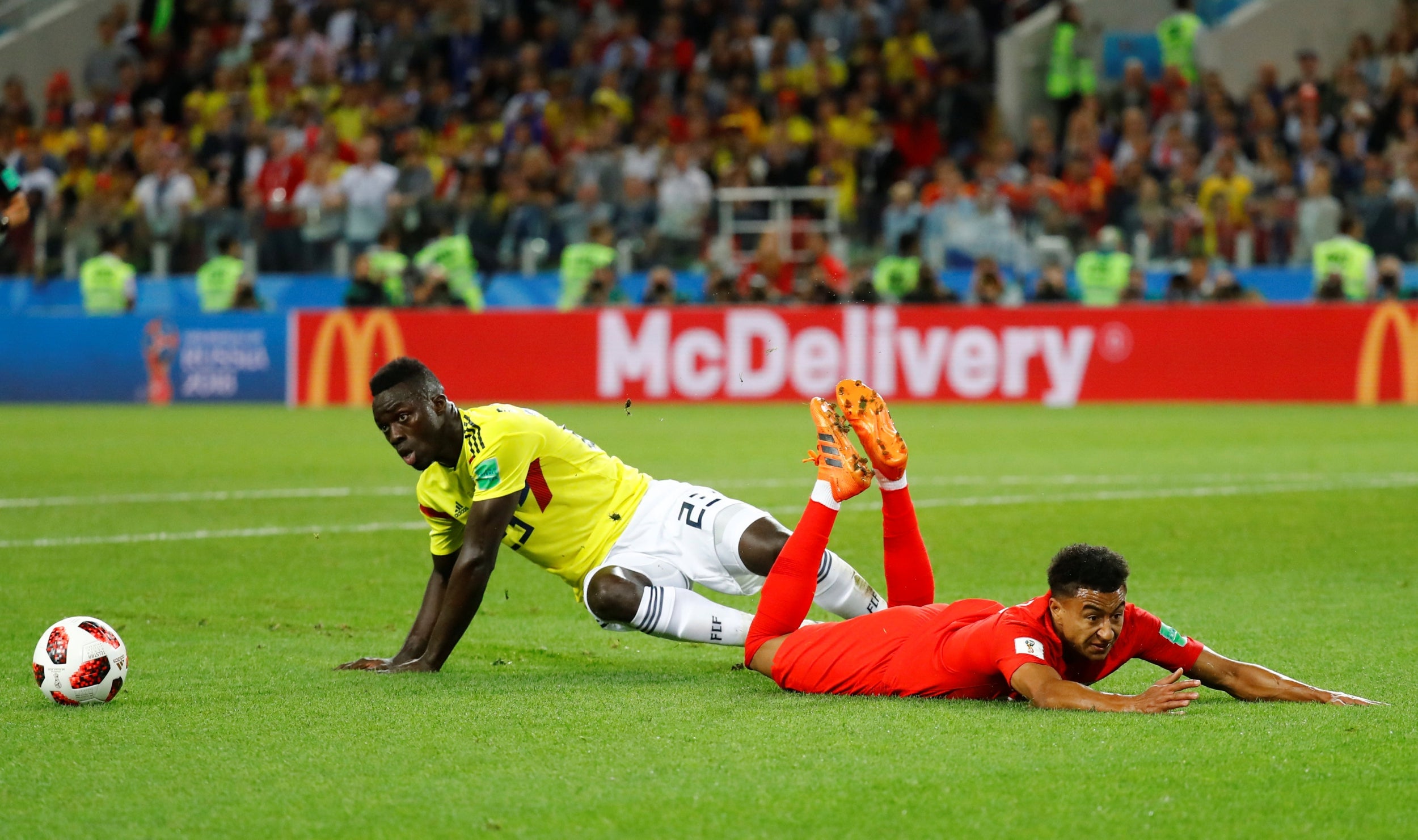 Jesse Lingard goes down in the penalty area (Reuters)