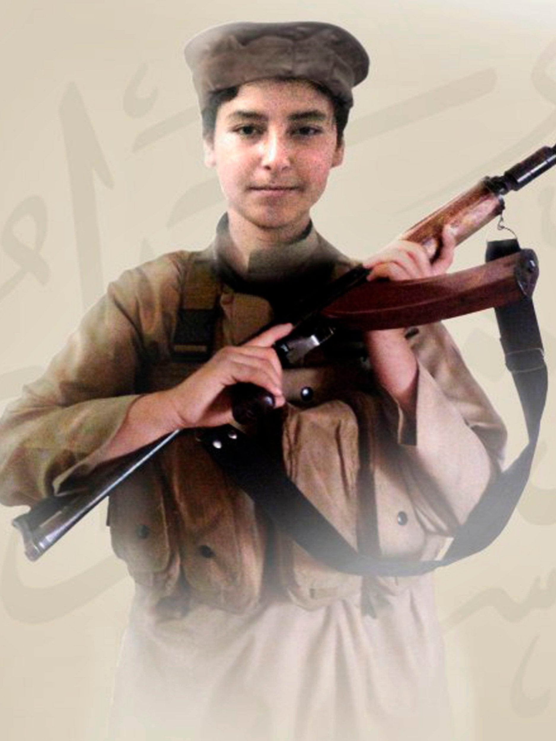 Isis media outlets published this image of Hudayfah al-Badri, son of the leader of Isis, Abu Bakr al-Baghdadi