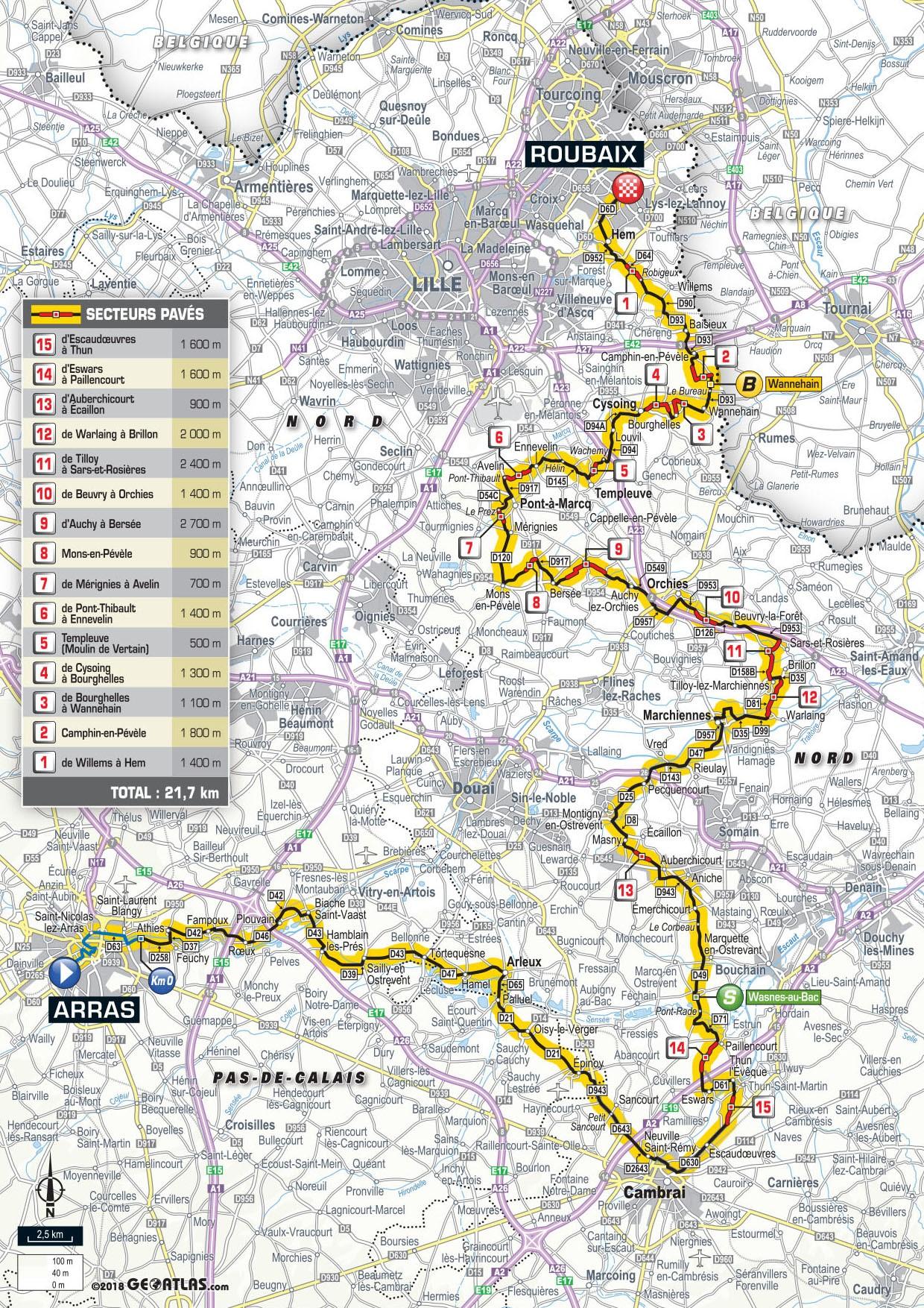 Stage nine begins in Arras and ends in Roubaix (letour.fr)