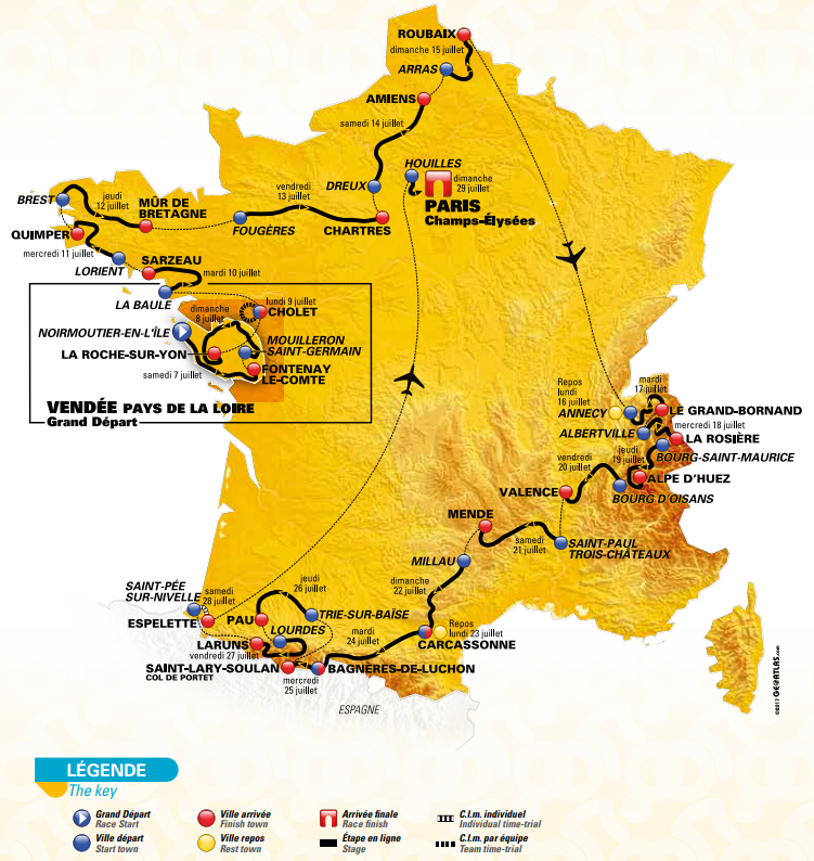 The route for the 2018 Tour de France