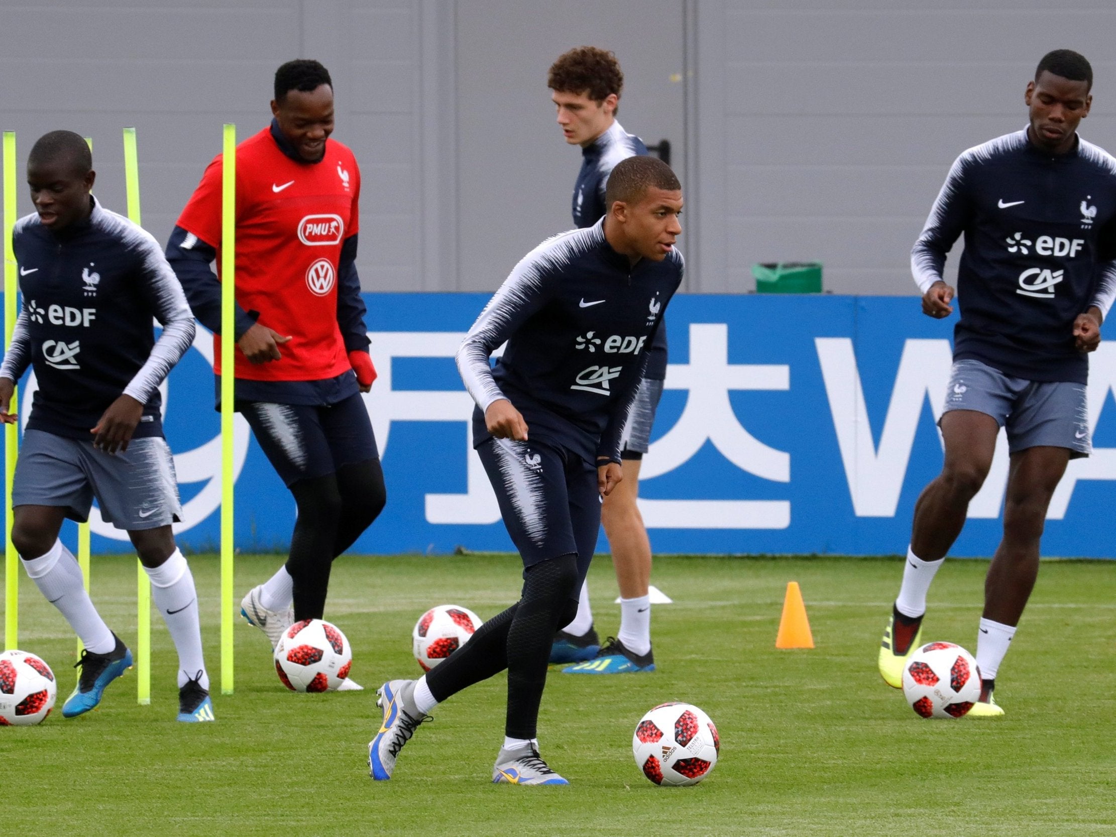 France's Kylian Mbappe during training