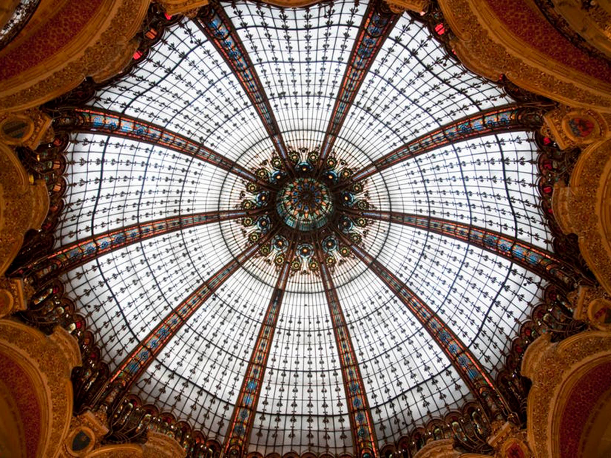 The magnificent and eye-catching dome atop the flagship branch in Paris of the Galeries Lafayette department store chain