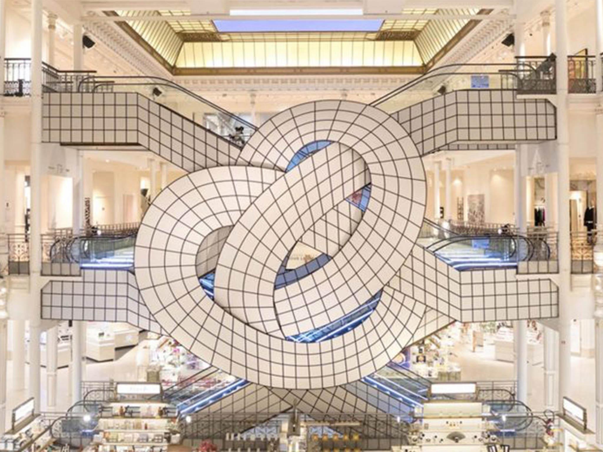 This installation at Le Bon Marché in Paris, created by Argentine conceptual artist Leandro Erlich, made the escalator look like it was tied in knots