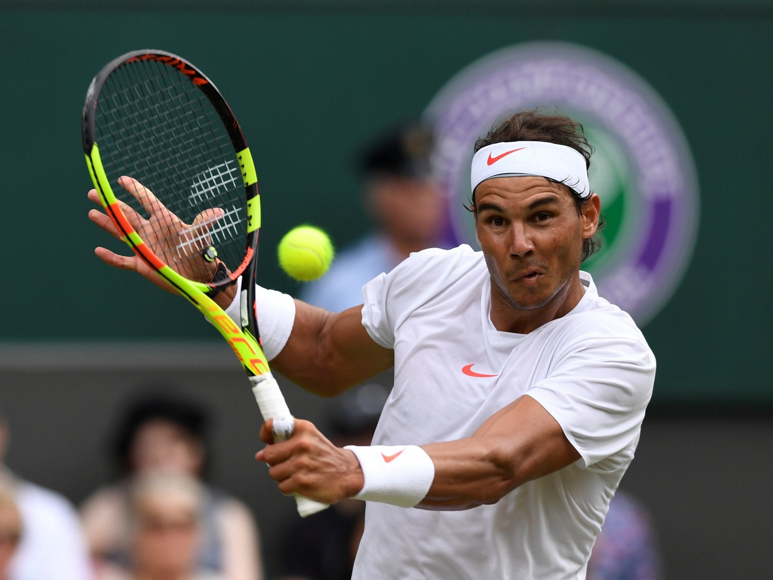 Rafael Nadal in action during the second round match