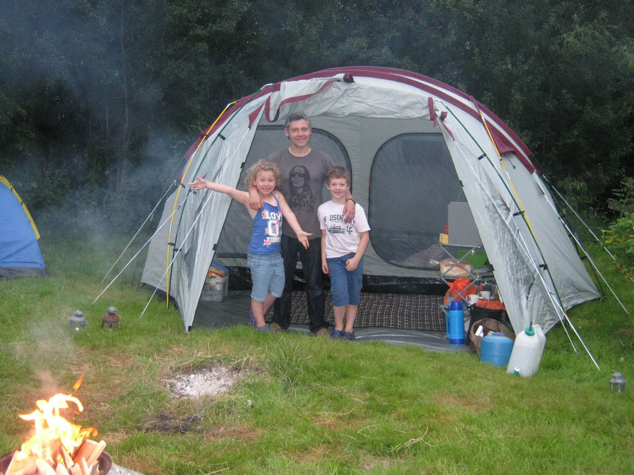 David Barnett camping with the kids in Wales in 2011