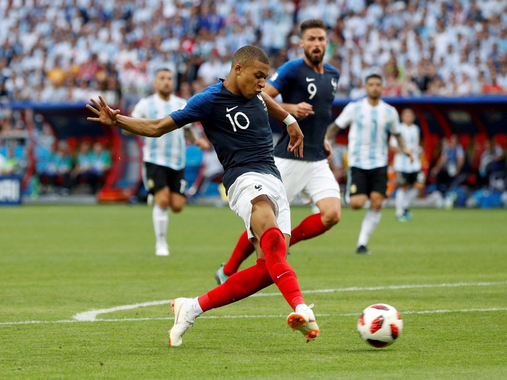 Kylian Mbappe scored twice to help France put Argentina out of the World Cup