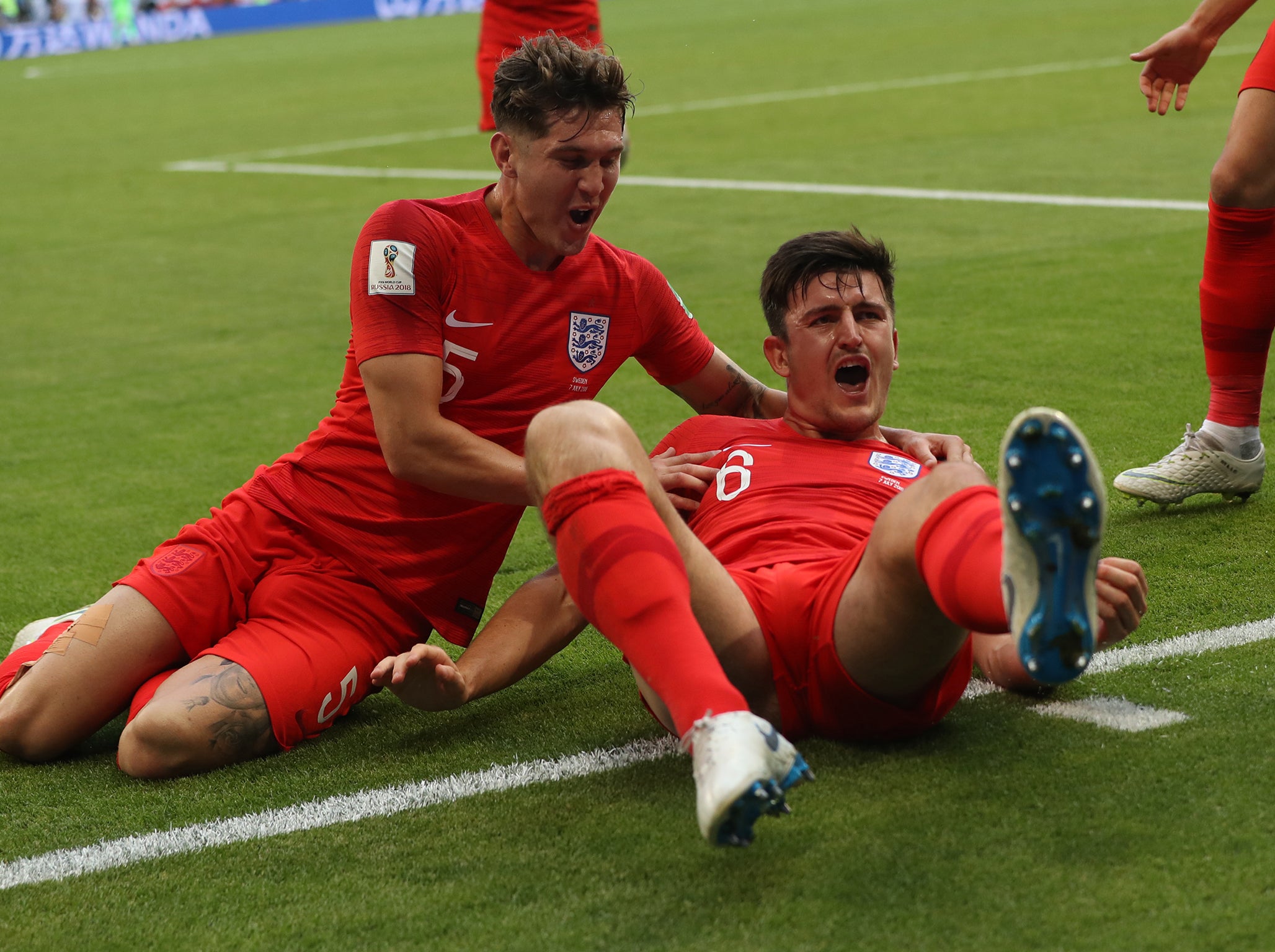 Harry Maguire celebrates his goal (Getty )