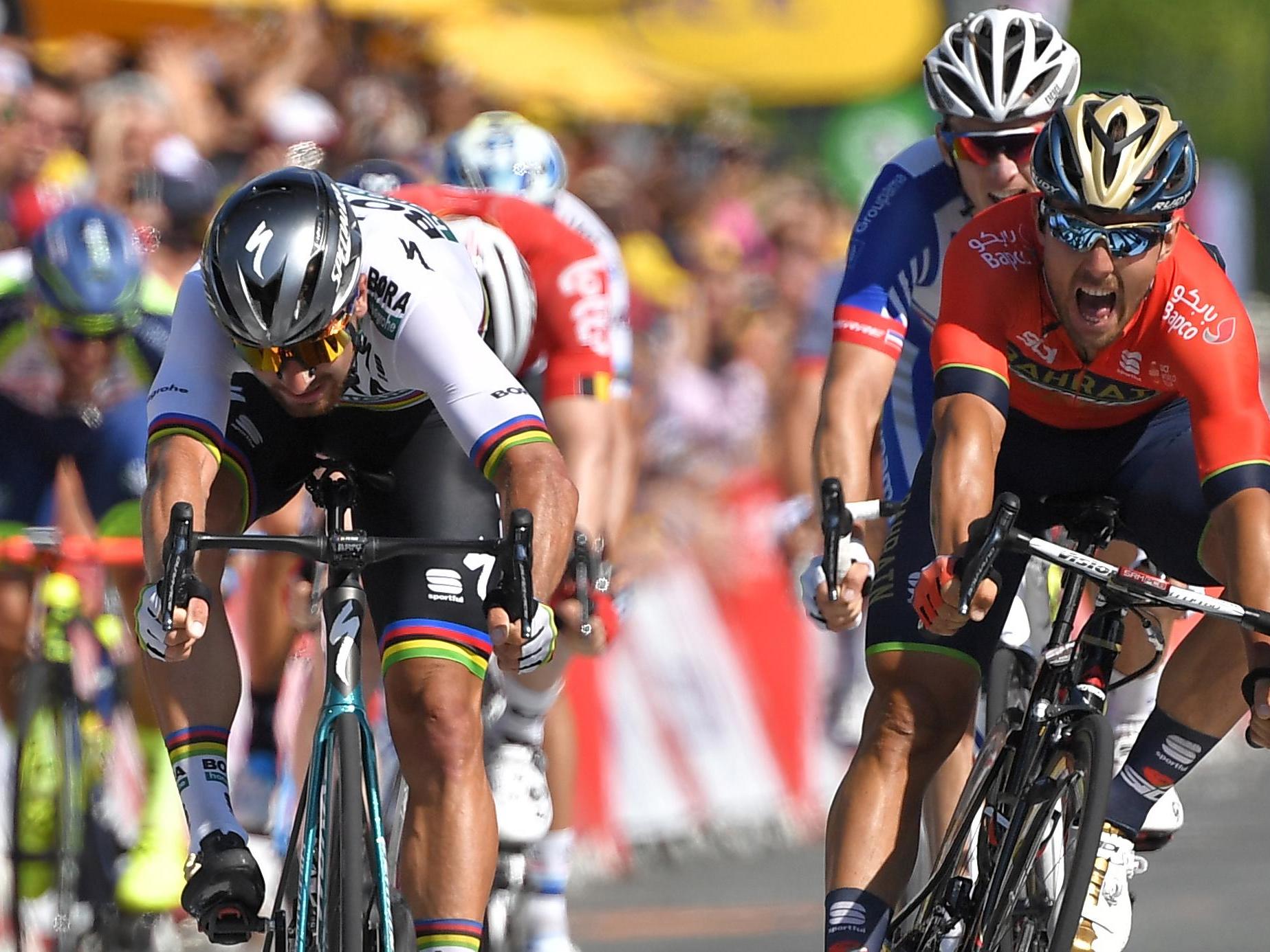 Sagan sprints to victory during the second stage