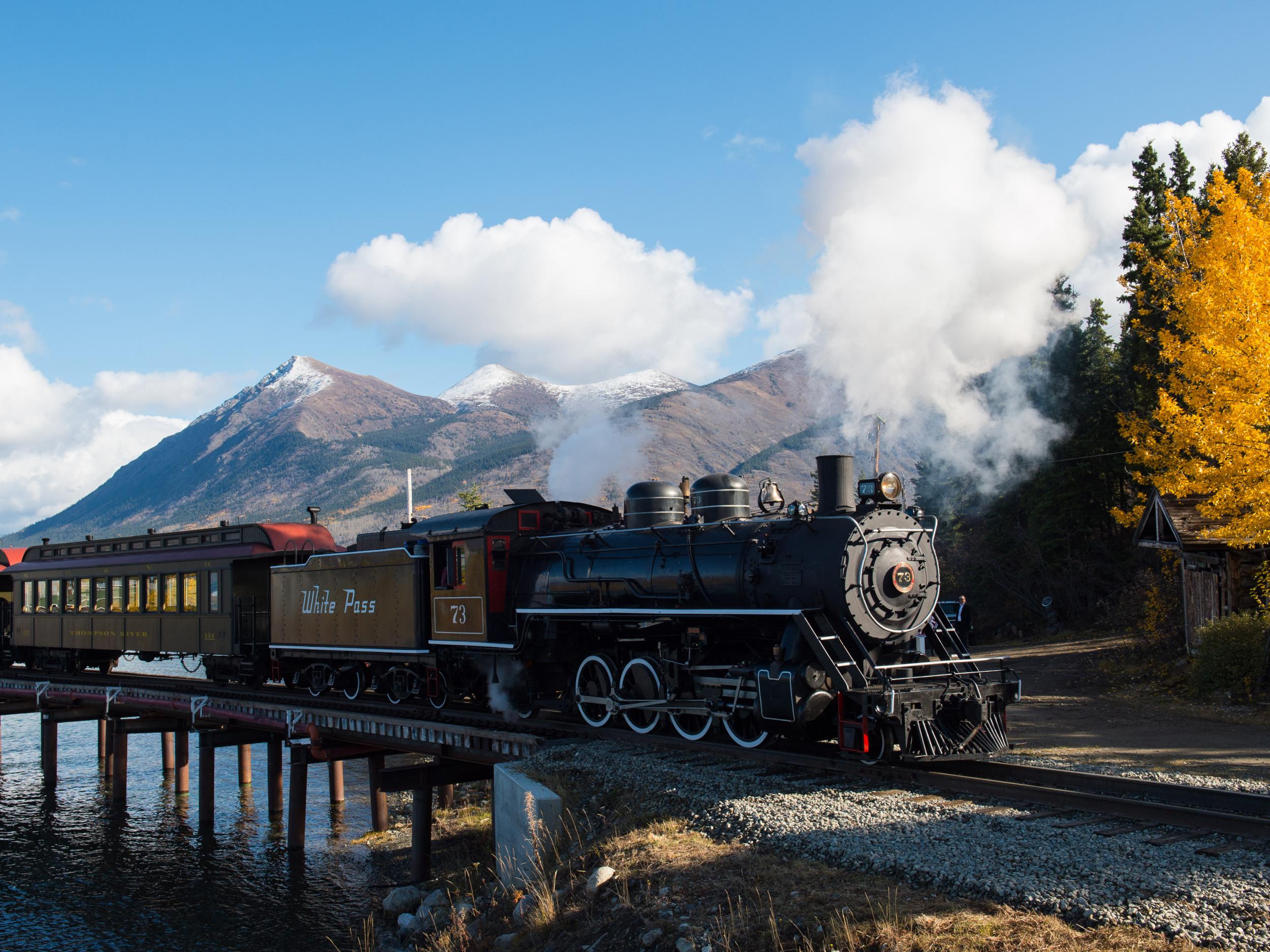 White Pass steam railway in Carcross, Canada on 28 September 2016 ( Dominic Lipinski/PA Images)