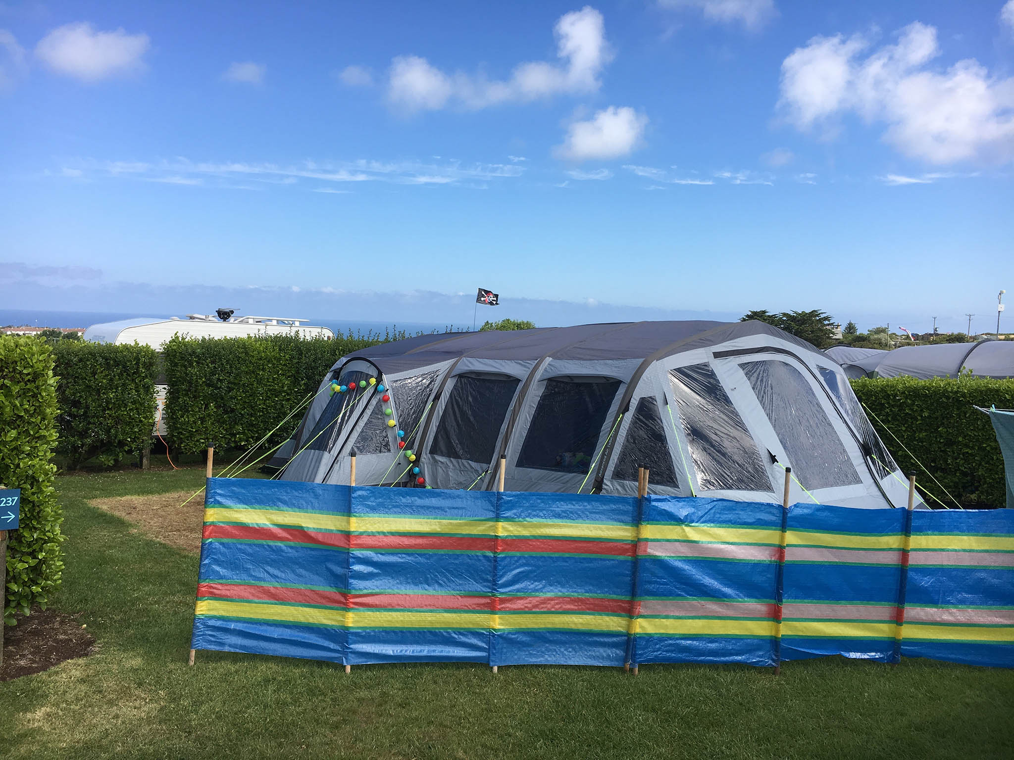 Solar-powered fairy lights around the entrance to your tent are de rigueur, as are windbreaks to mark out your fiefdom