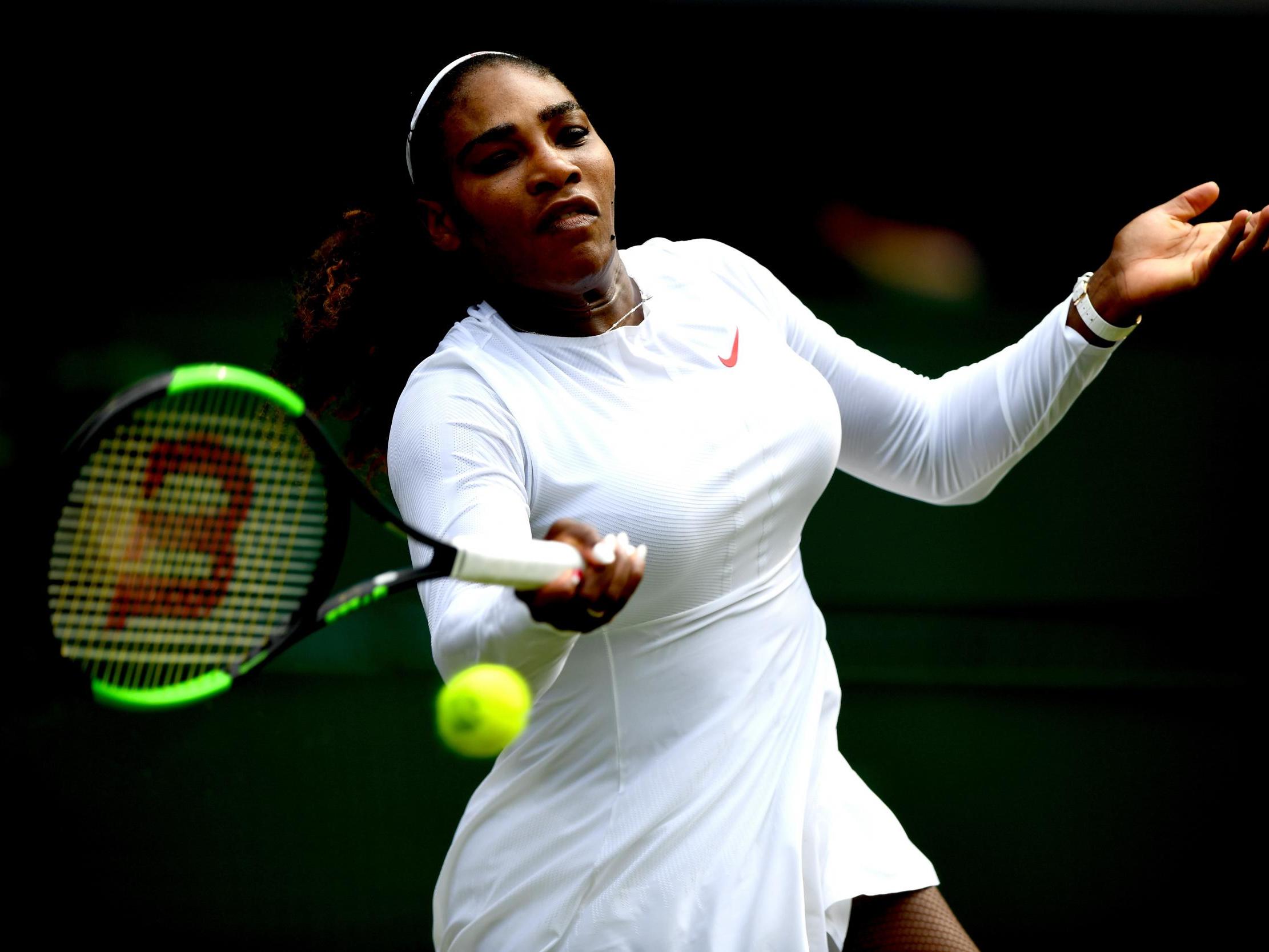 Williams in action during the second set on Centre Court