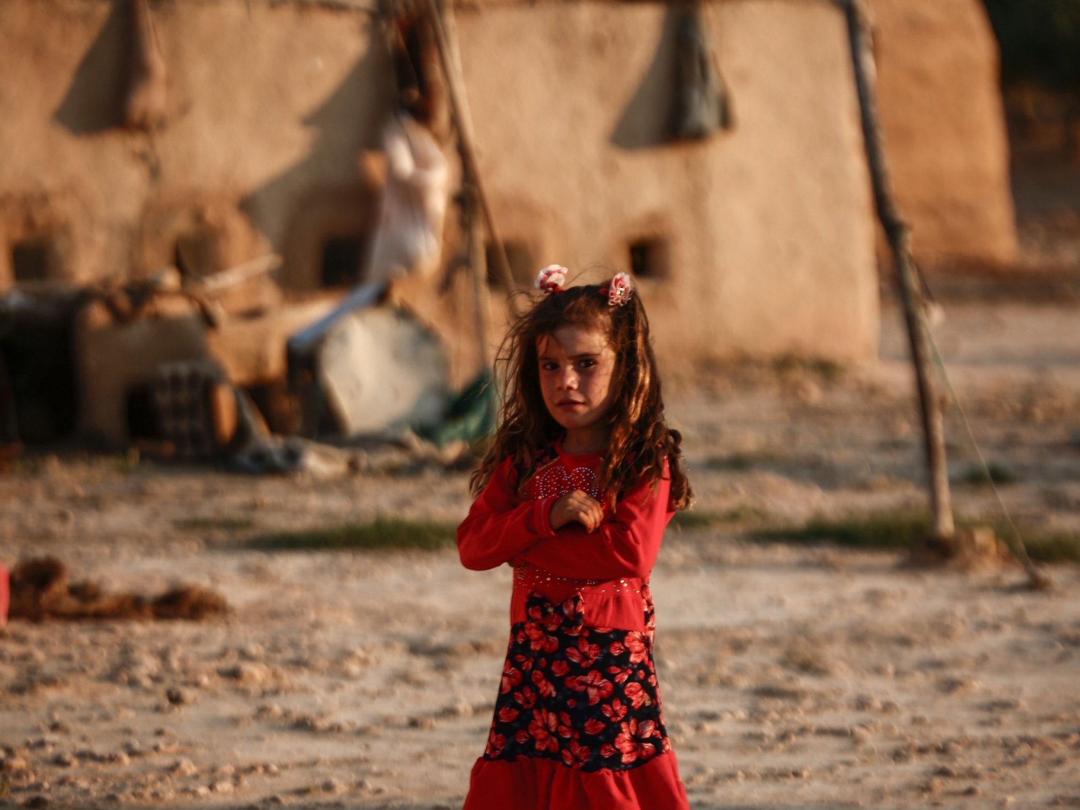 A Syrian child from the northern city of Manbij, displaced by fighting between the SDF and Isis (AFP/Getty)