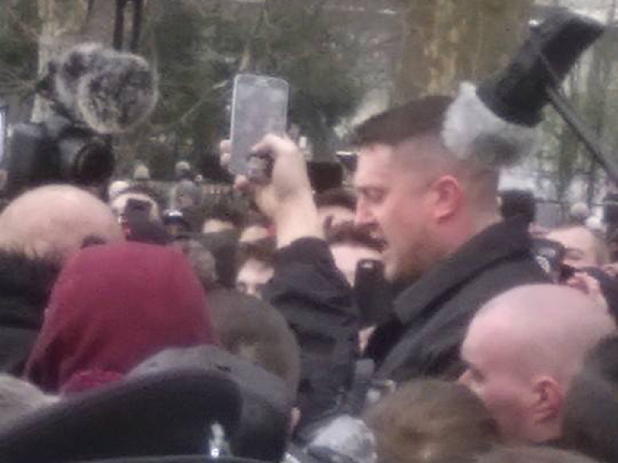 Tommy Robinson could be seen but barely heard