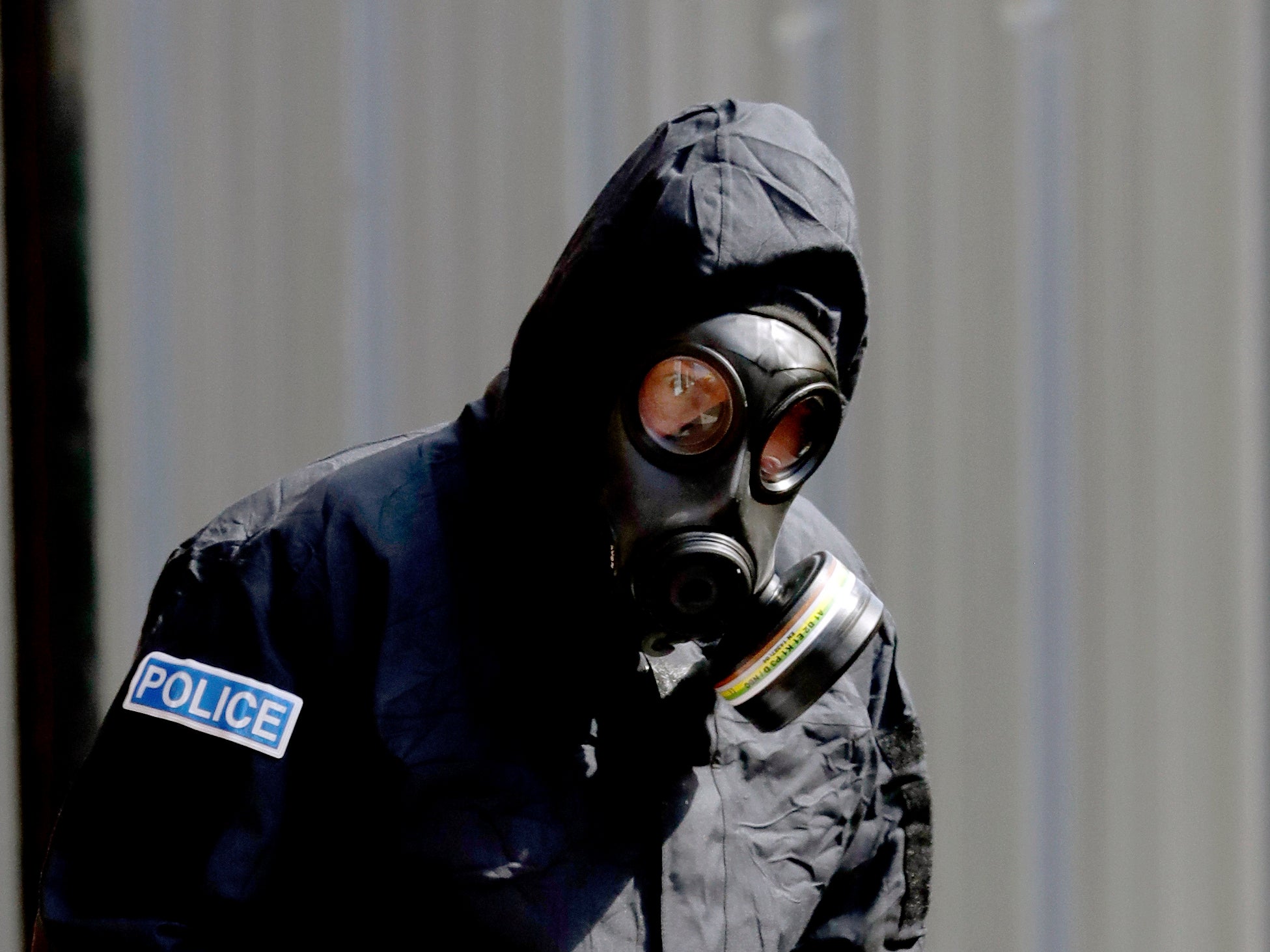 A police officer wearing protective clothing