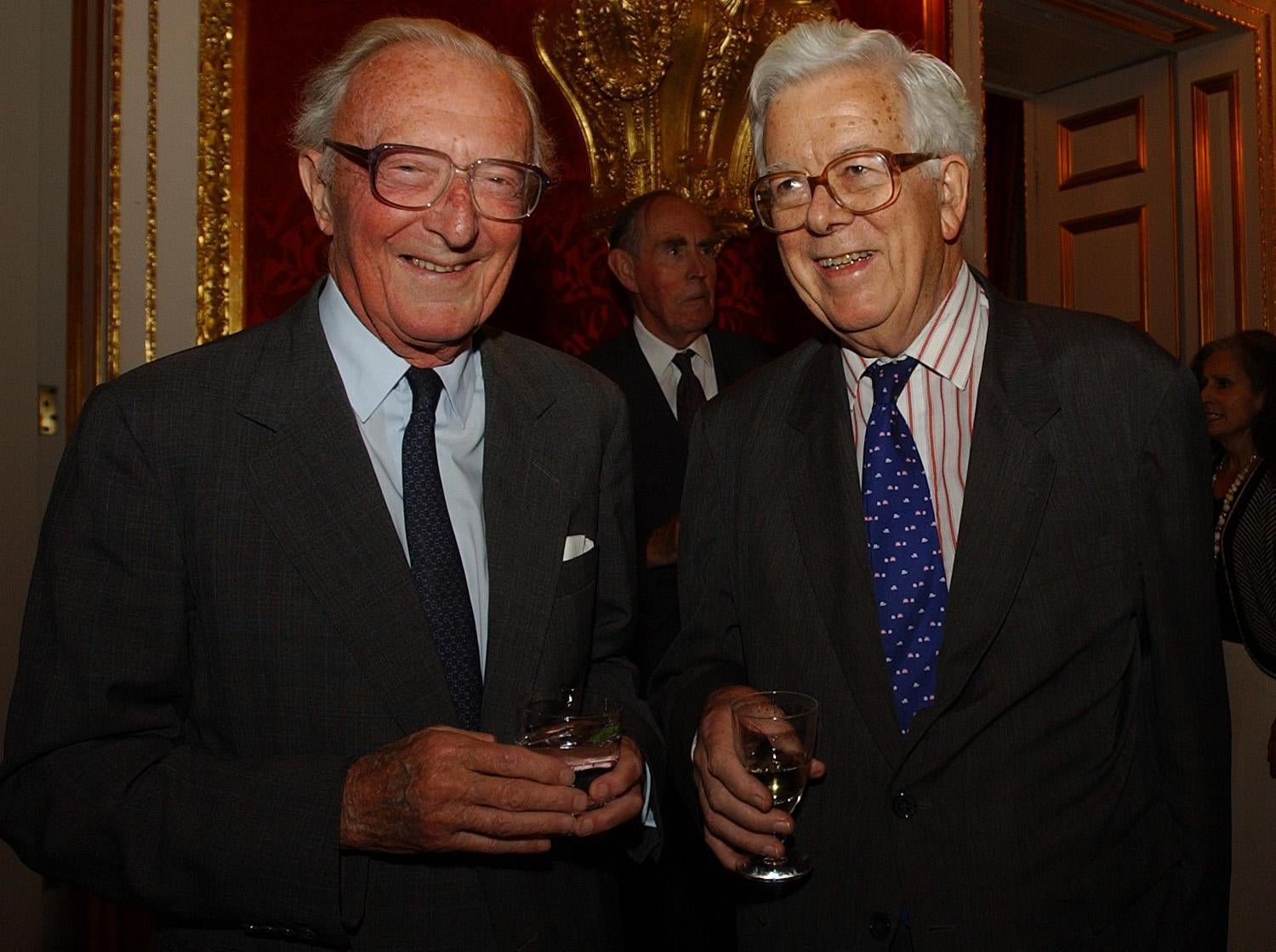 Carrington (left) with another former foreign secretary, Lord Howe, in 2004