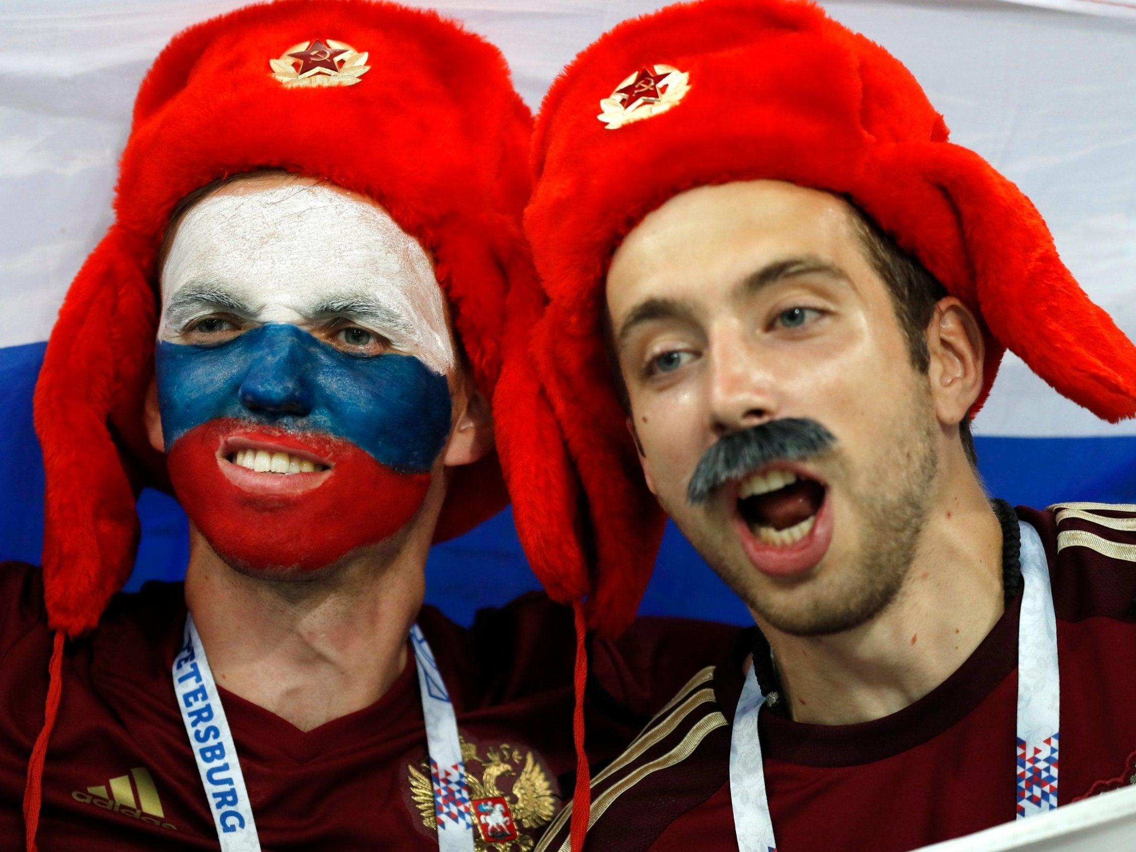 Russian fans look on prior the quarter-final match between Russia and Croatia