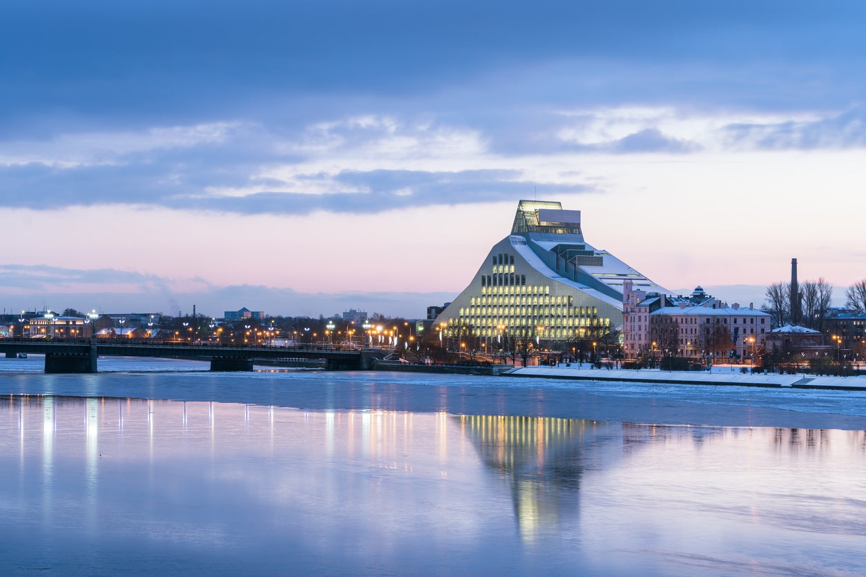 The striking National Library of Latvia building (Getty)