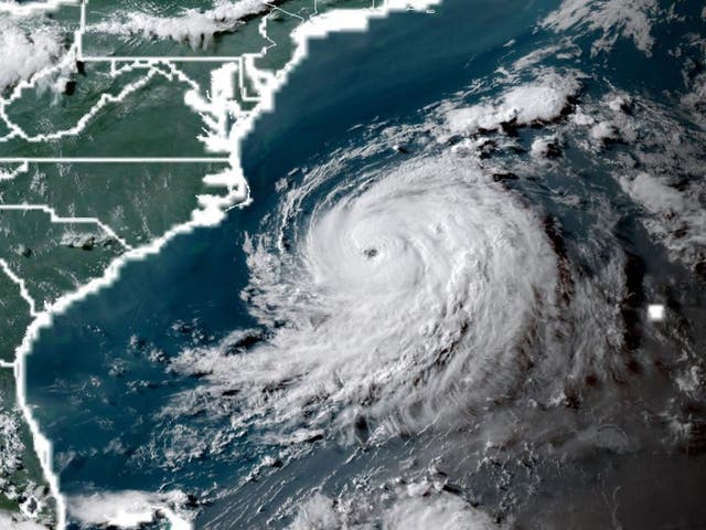 A satellite image shows the incoming storm just off the US east coast