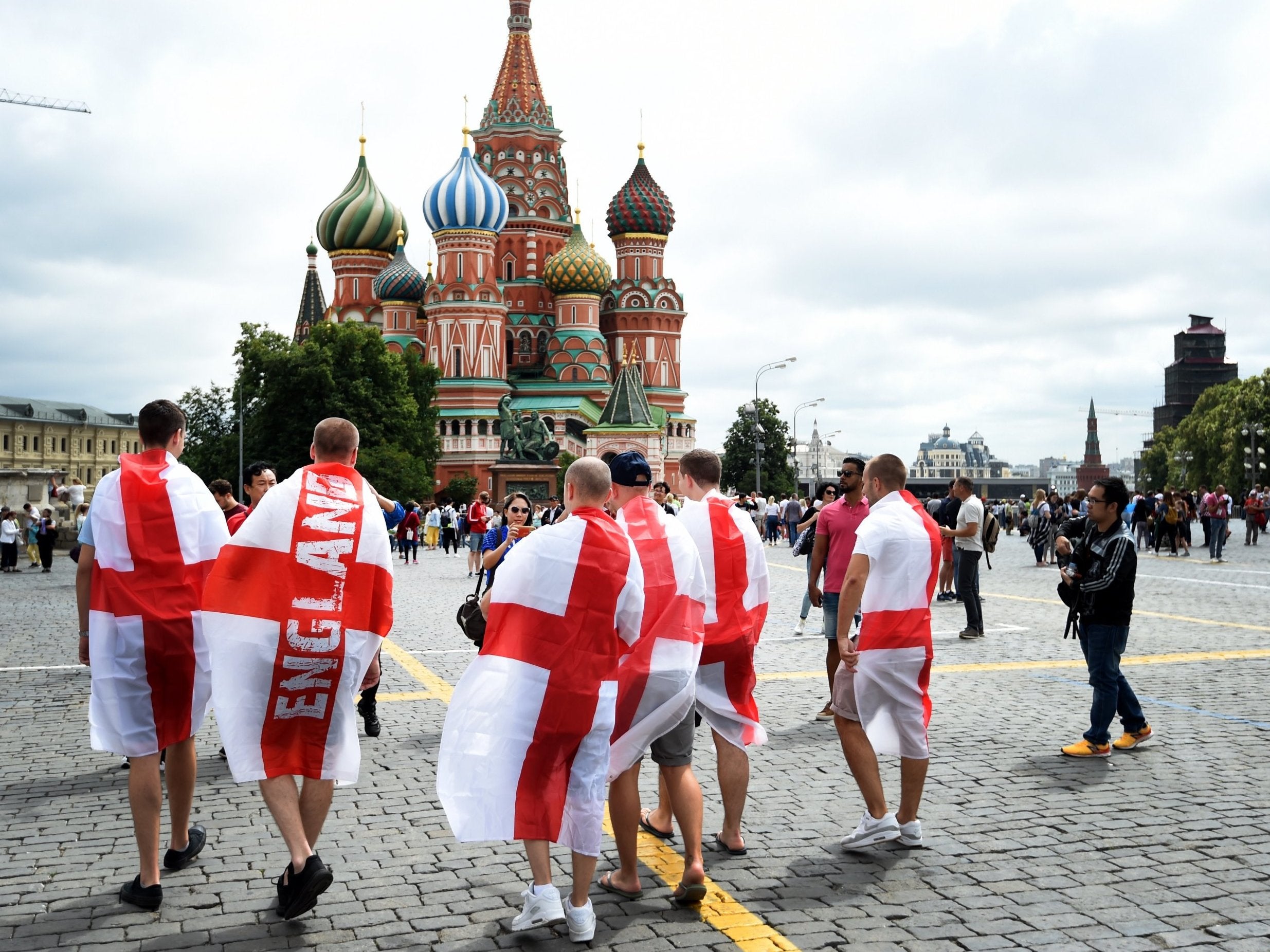 England fans in the Red Square in Moscow