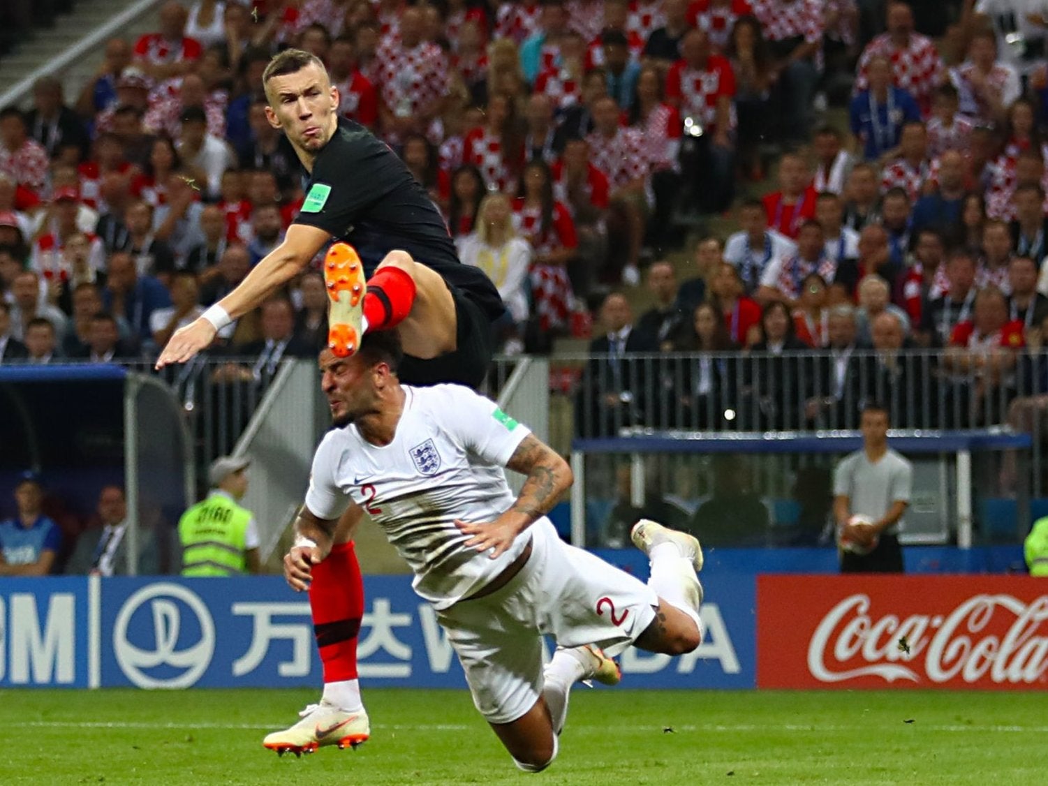 Ivan Perisic volleyed in Croatia's equaliser with his foot raised above the head of Kyle Walker