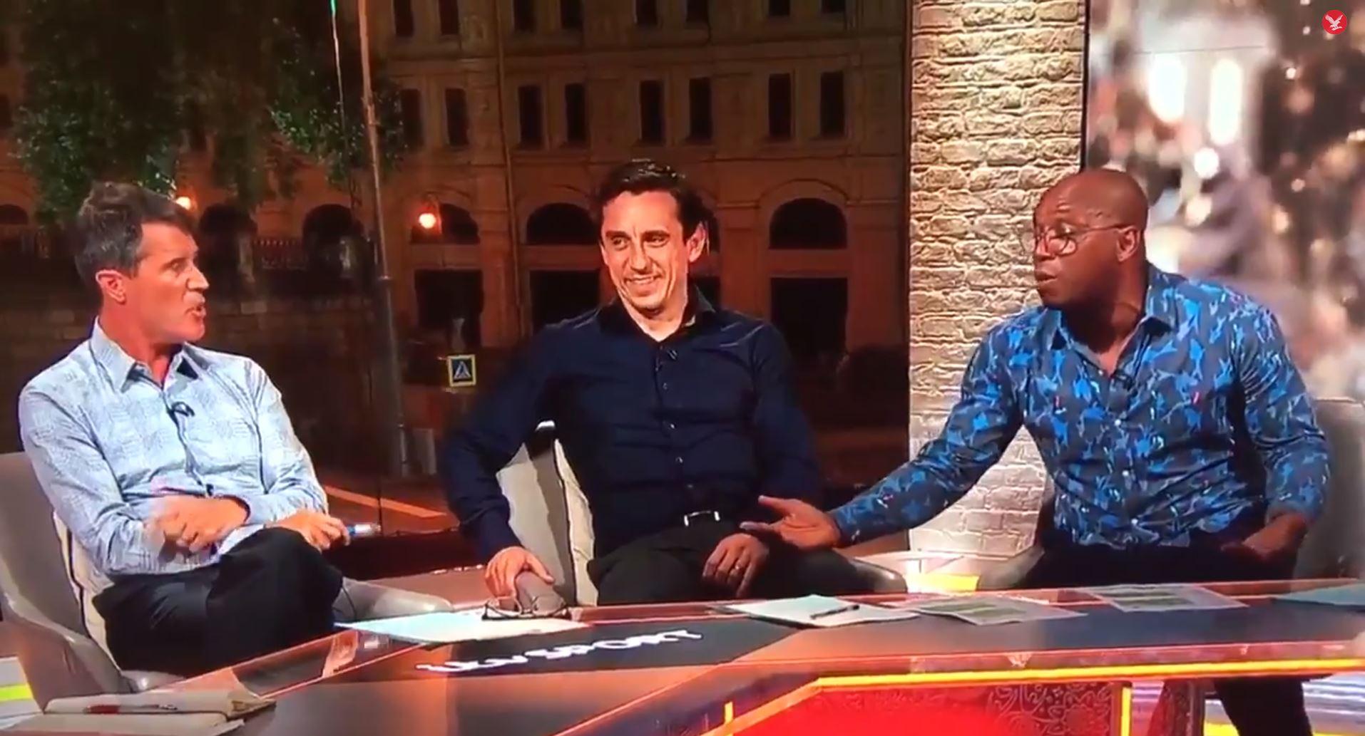 Roy Keane and Ian Wright were involved in a heated argument on ITV after England's defeat by Croatia