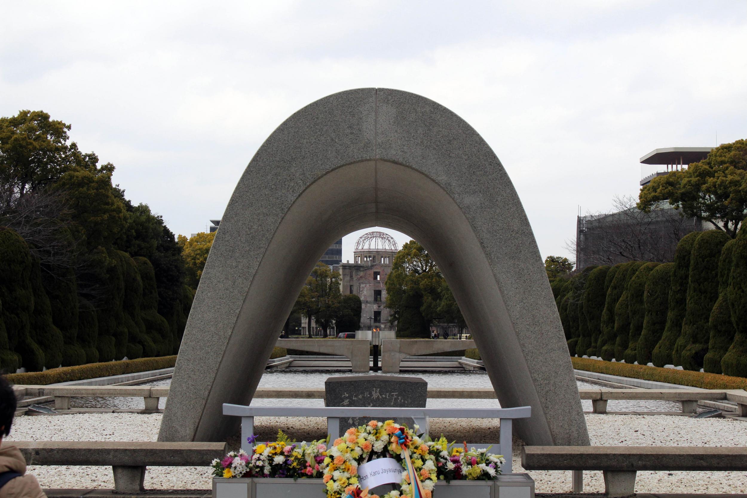 The cenotaph of Hiroshima Peace Memorial Park