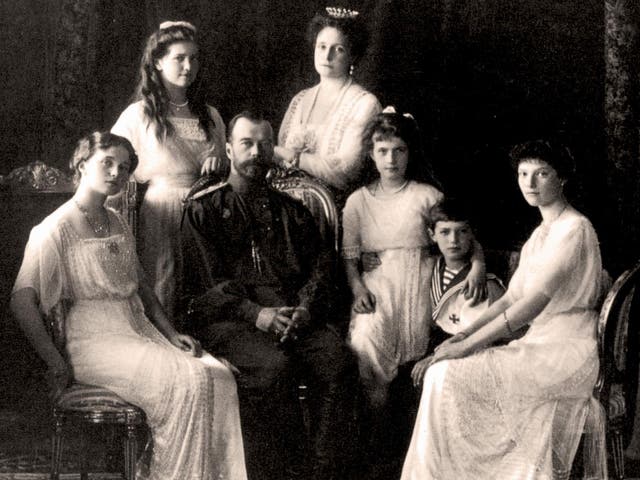 Tsar Nicholas II and the Tsarina with their four daughters and their son the Tsarevich in 1914