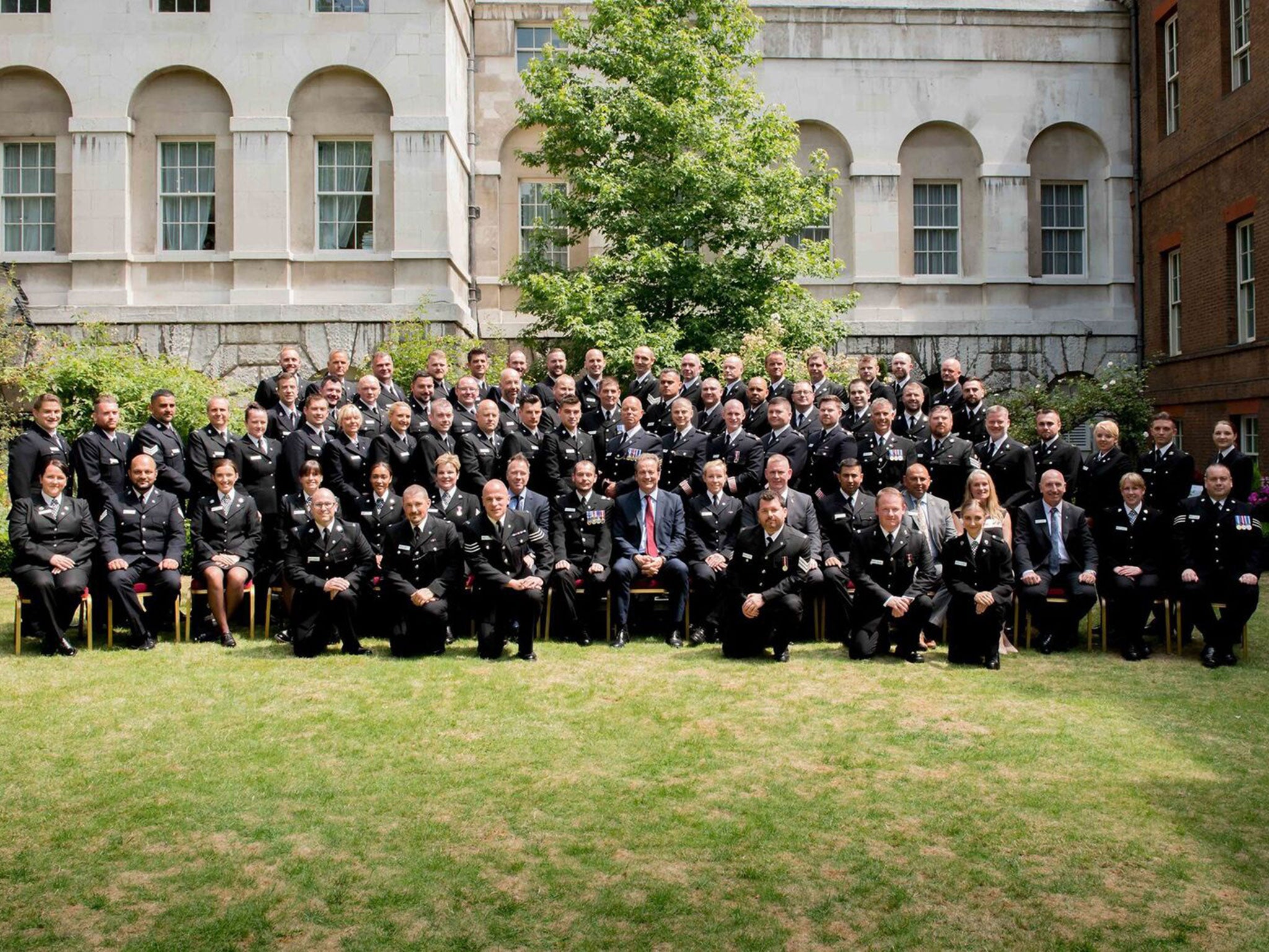 Police Bravery Awards nominees in the garden of 10 Downing Street on 12 July 2018 (Police Federation of England and Wales. )