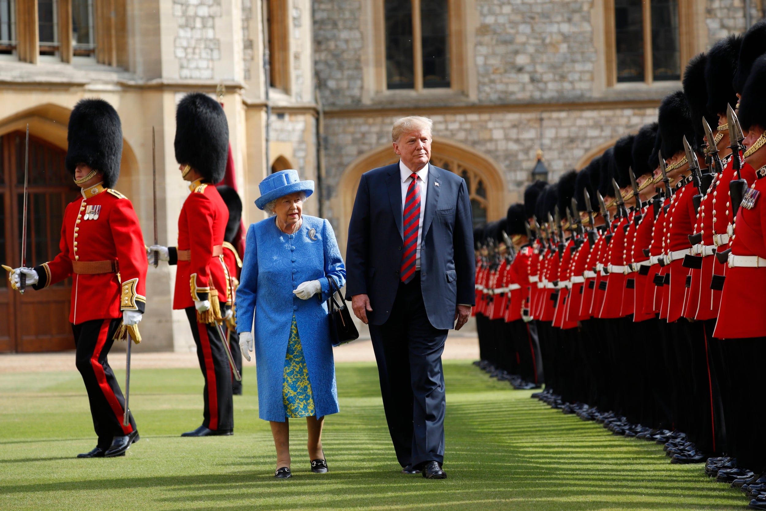 The Queen and President Trump inspected the Guard of Honour